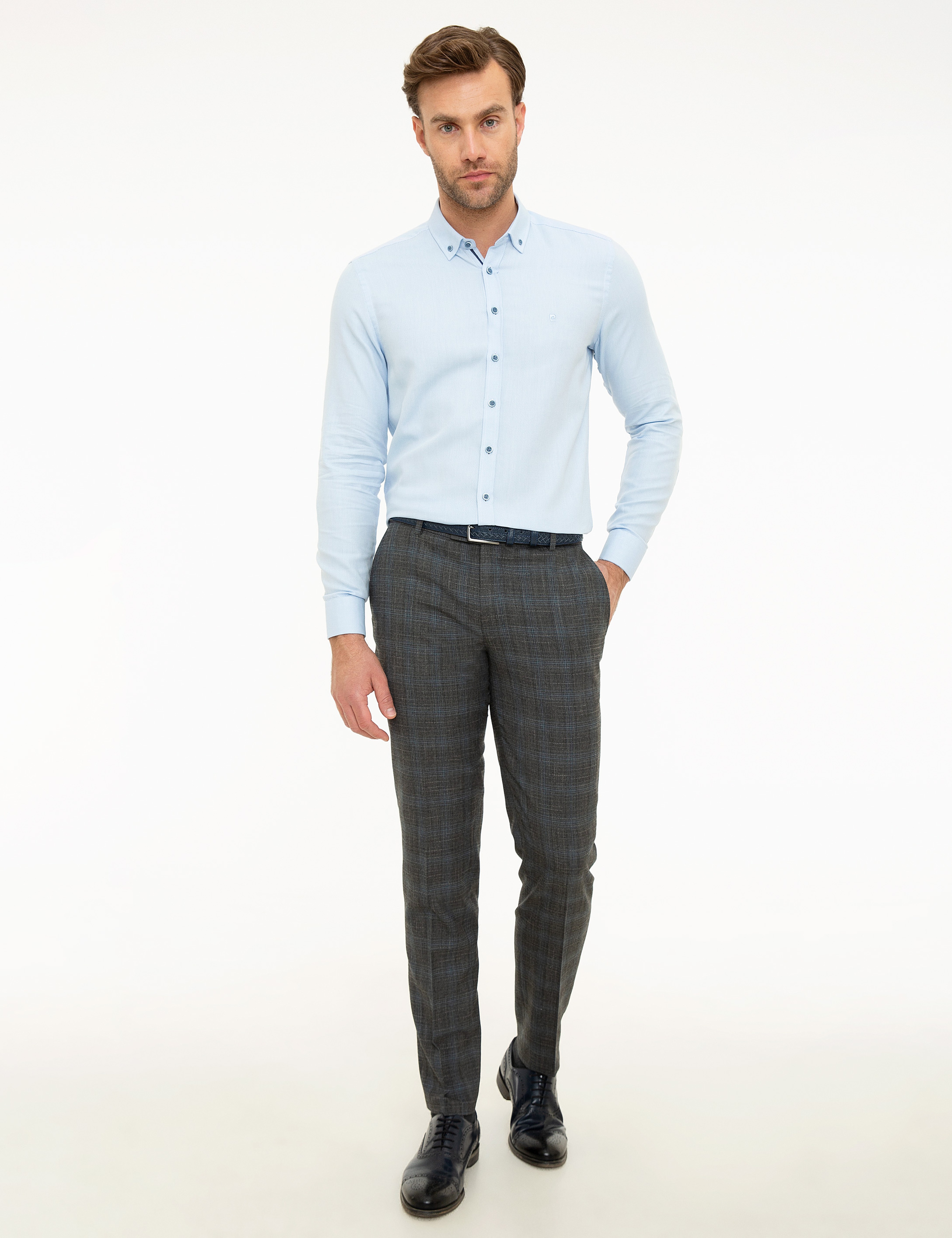 Açık Mavi Slim Fit Uzun Kollu Gömlek - Image 4