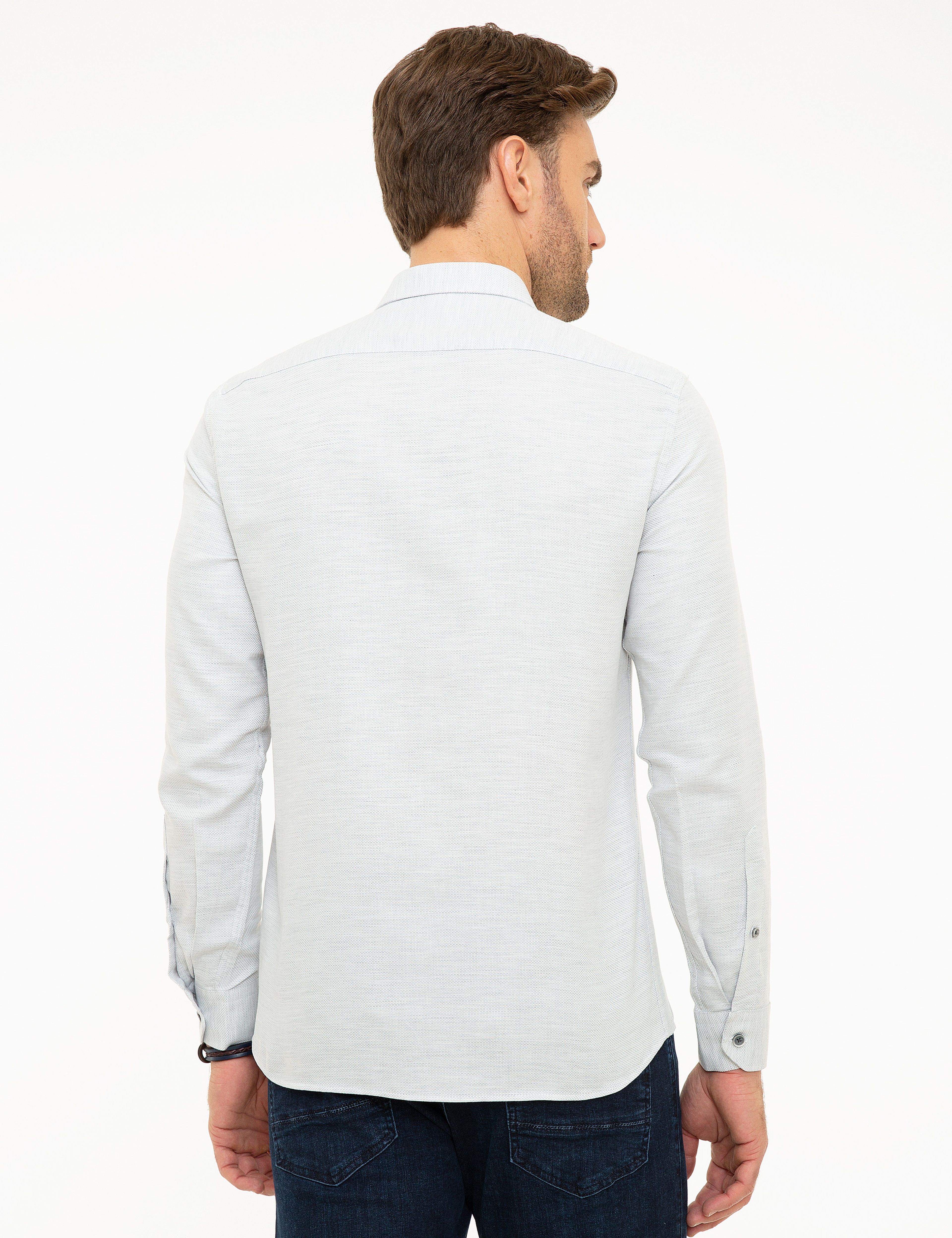 Gri Slim Fit Oxford Gömlek