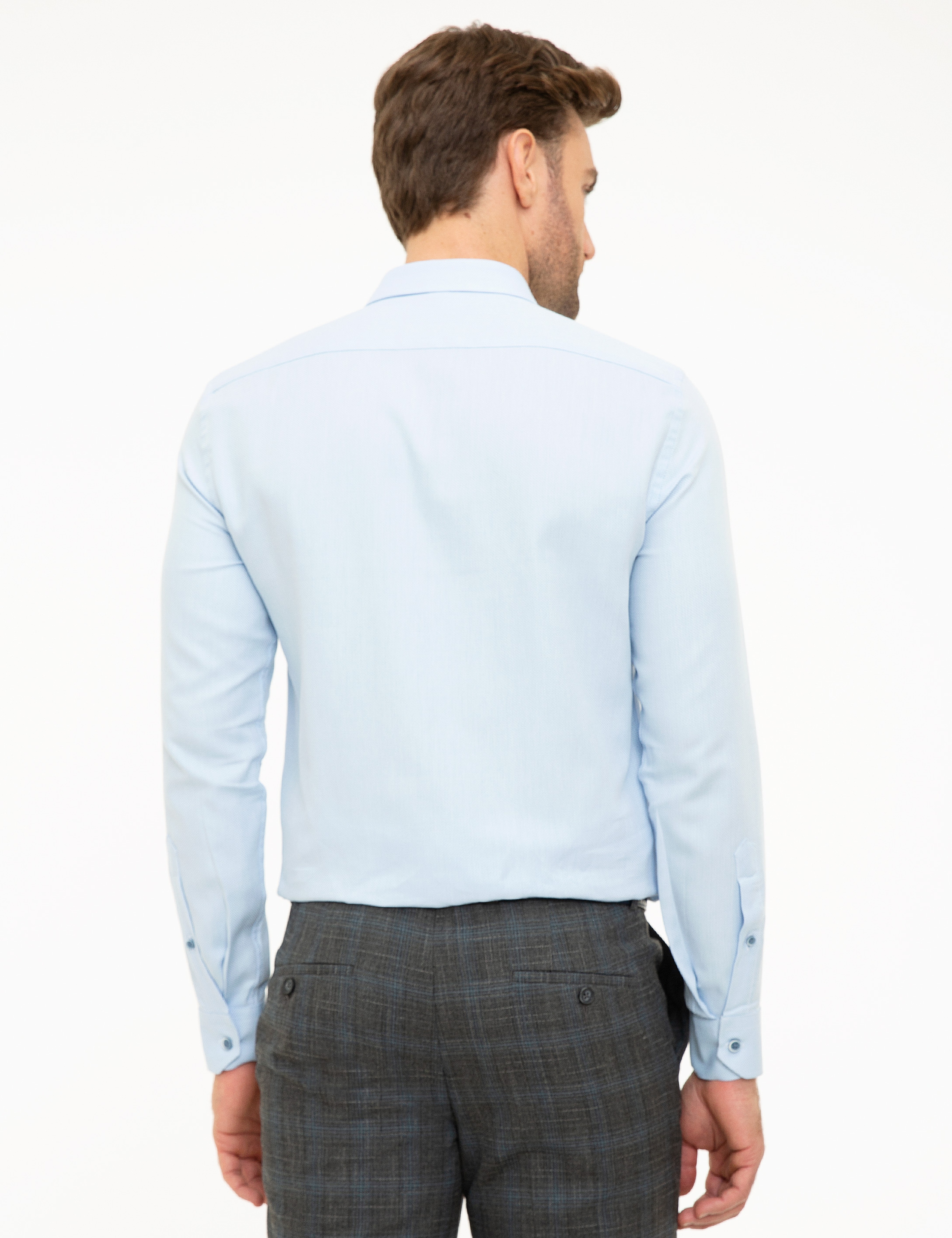 Açık Mavi Slim Fit Uzun Kollu Gömlek