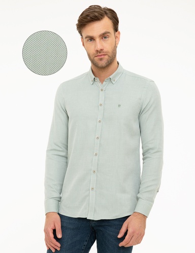 Yeşil Slim Fit Uzun Kollu Gömlek