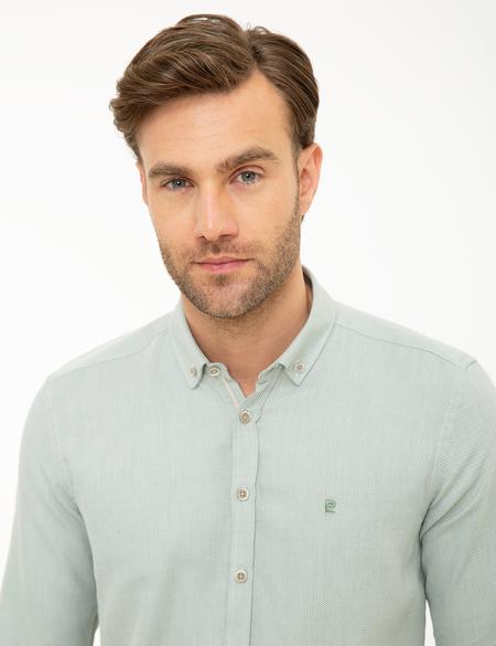 Yeşil Slim Fit Uzun Kollu Gömlek - 50219464037