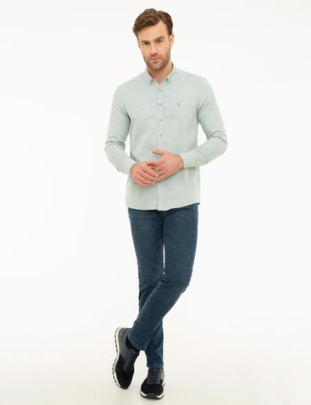 Yeşil Slim Fit Uzun Kollu Gömlek - 50219464037