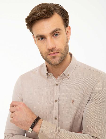 Bej Slim Fit Oxford Gömlek - 50219464052