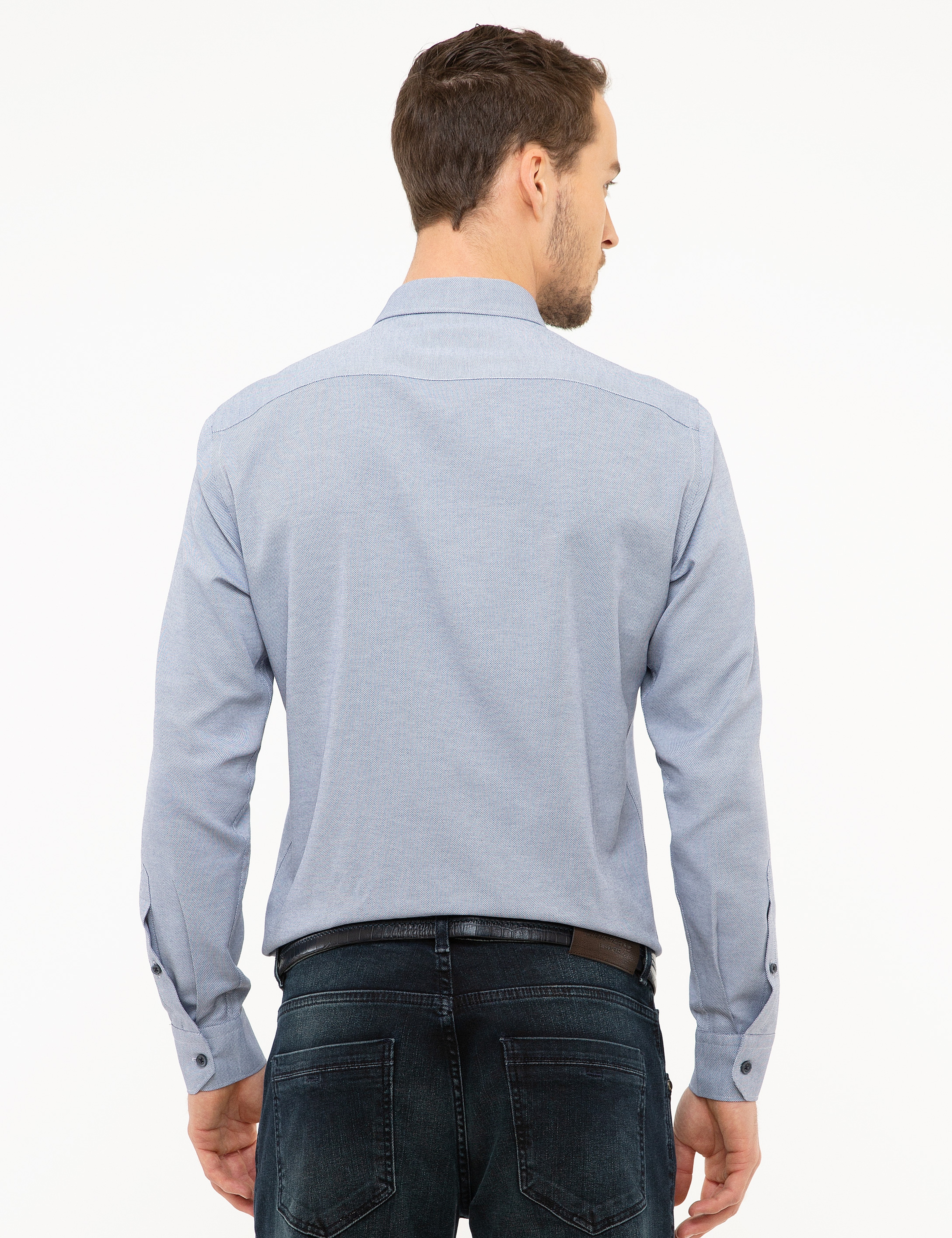 Lacivert Slim Fit Oxford Gömlek