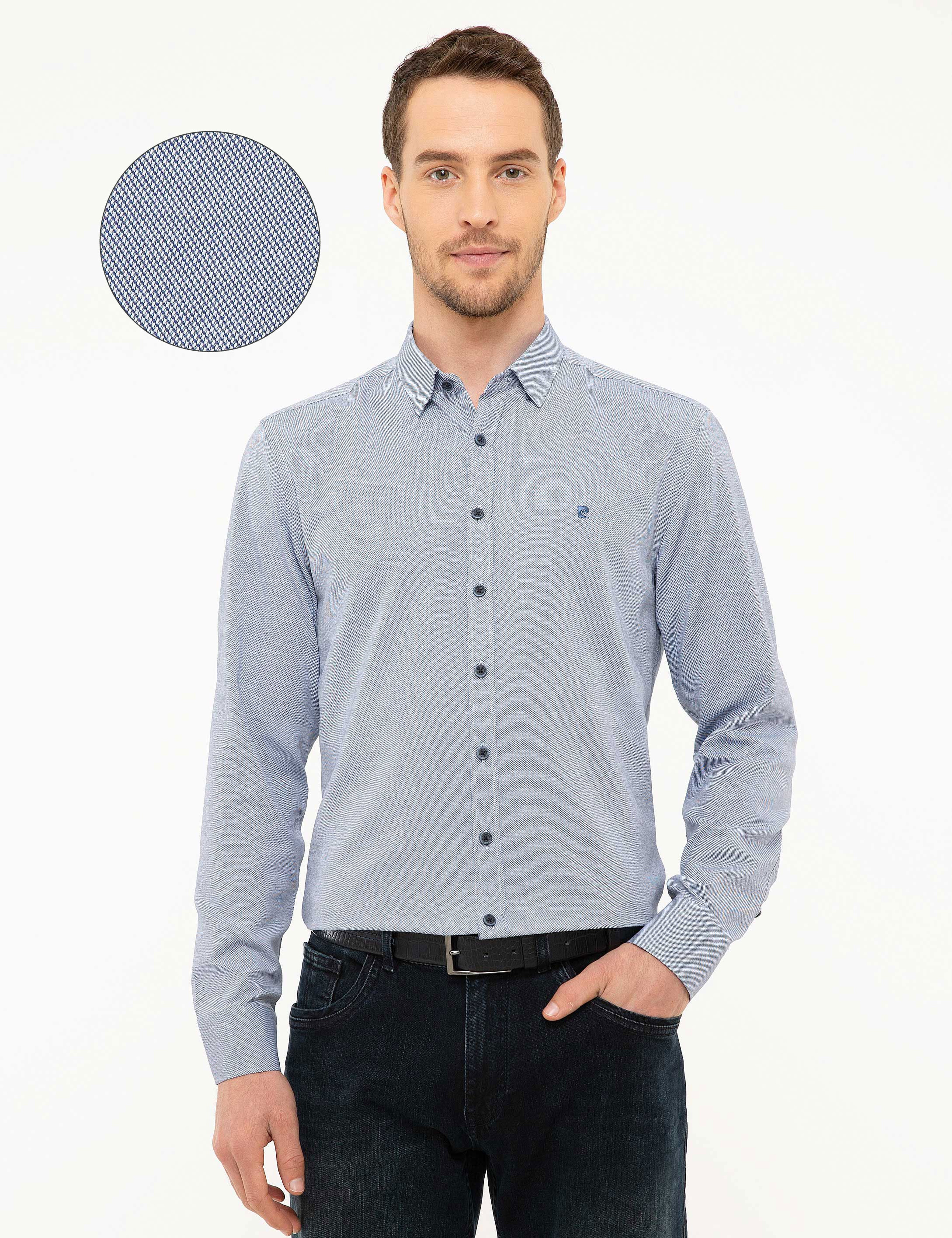 Lacivert Slim Fit Oxford Gömlek - Image 1