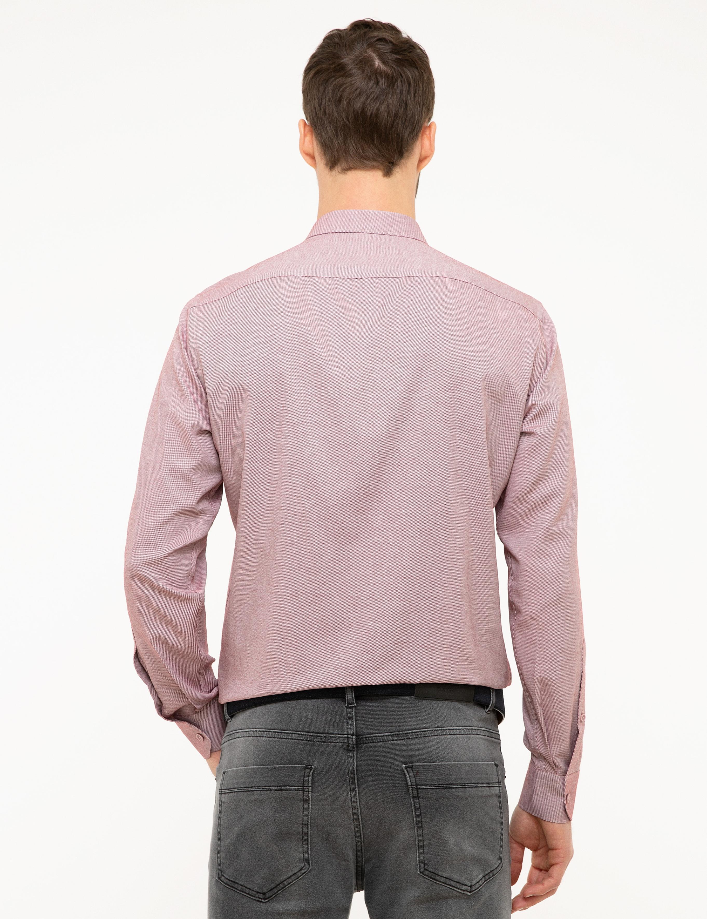 Bordo Slim Fit Oxford Gömlek