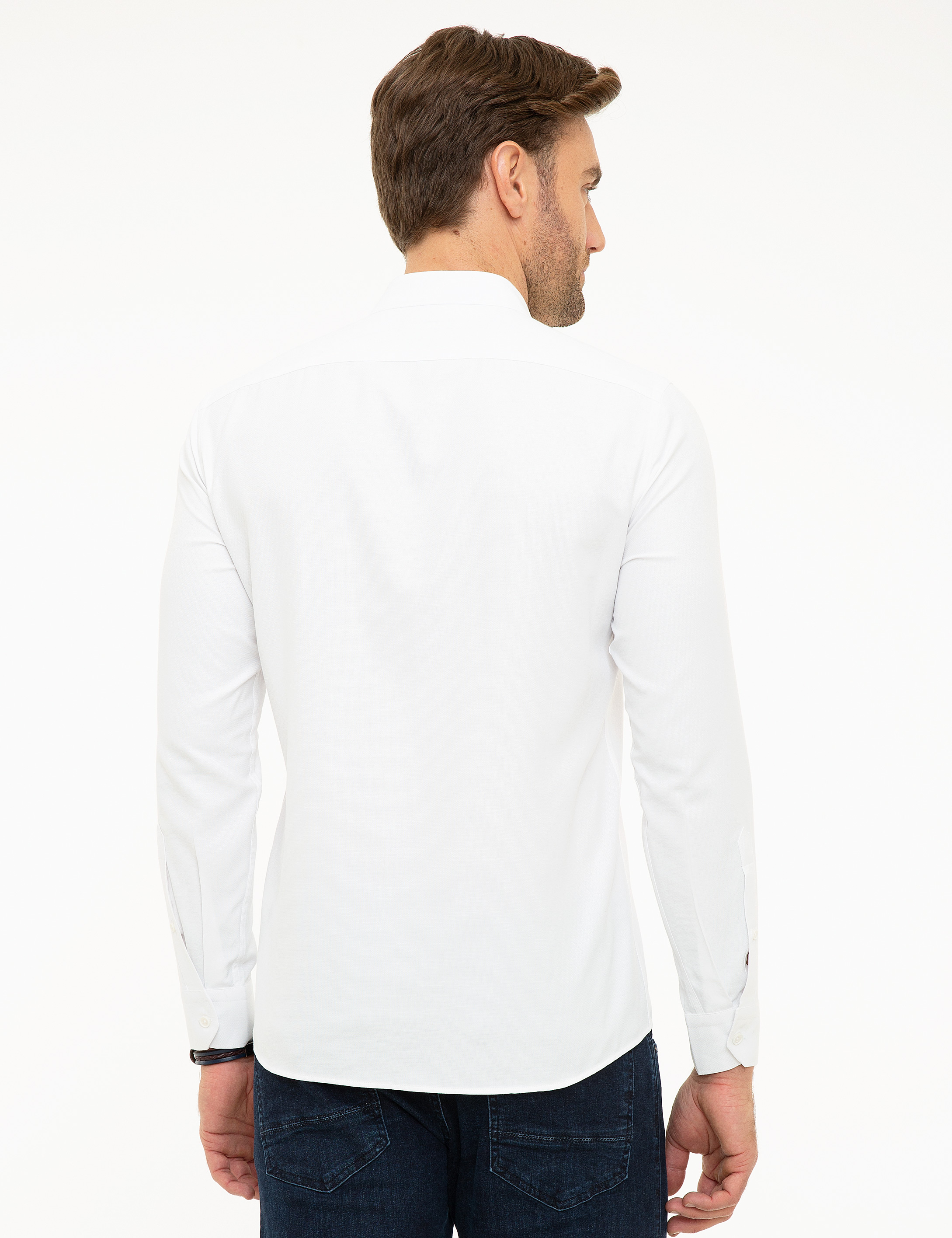 Beyaz Slim Fit Gömlek - Image 3