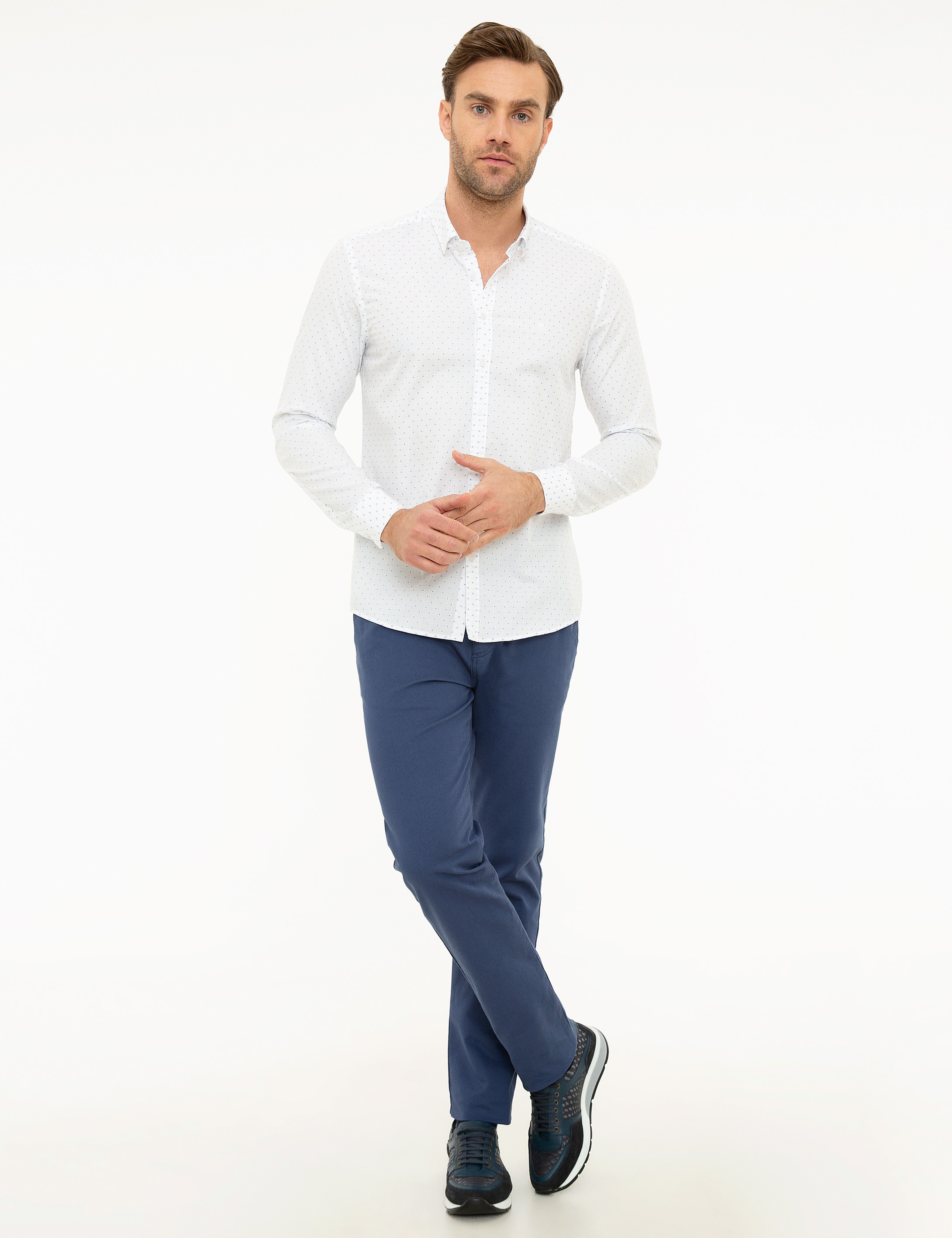 Mavi Slim Fit Gömlek - Image 4