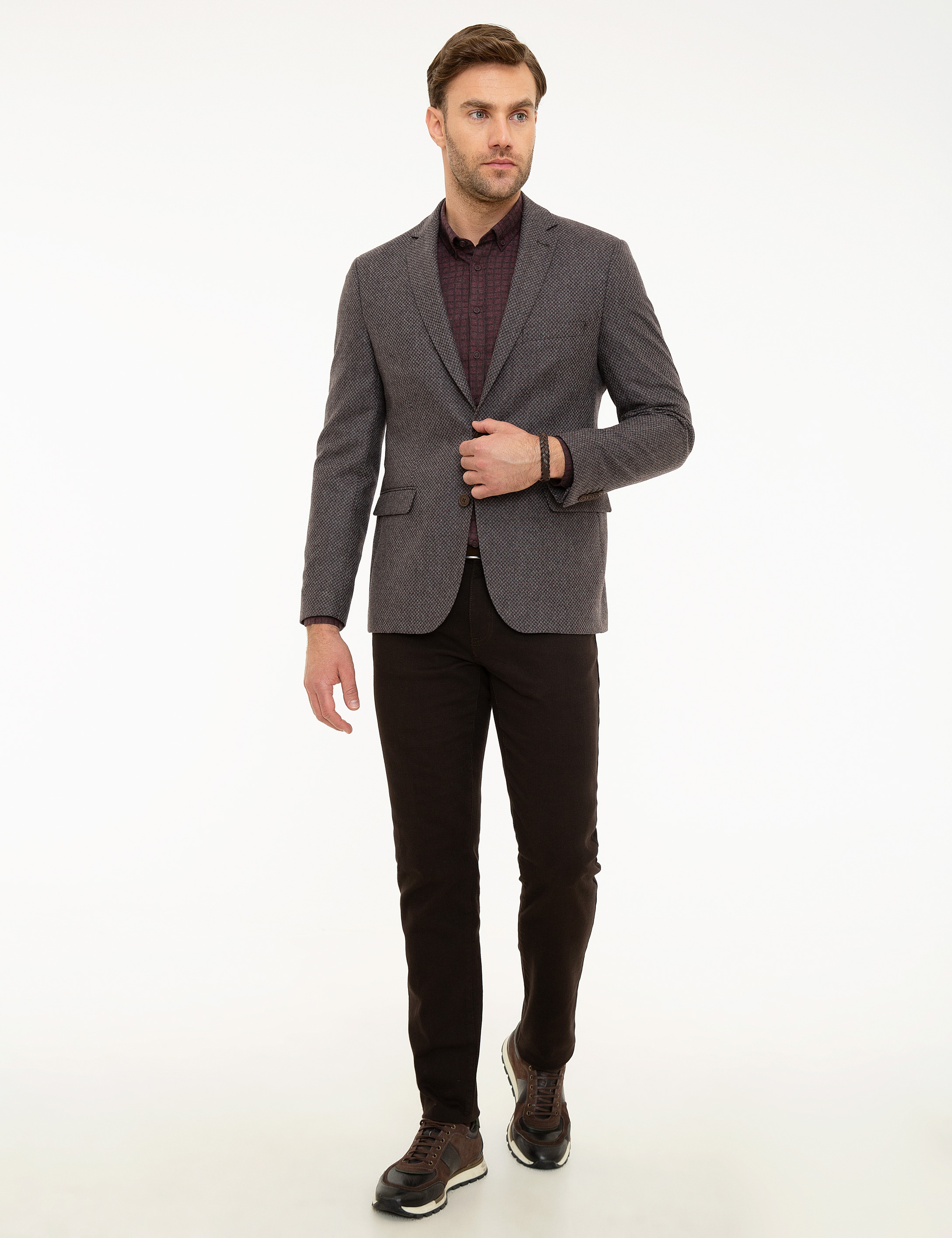 Bordo Slim Fit Ceket