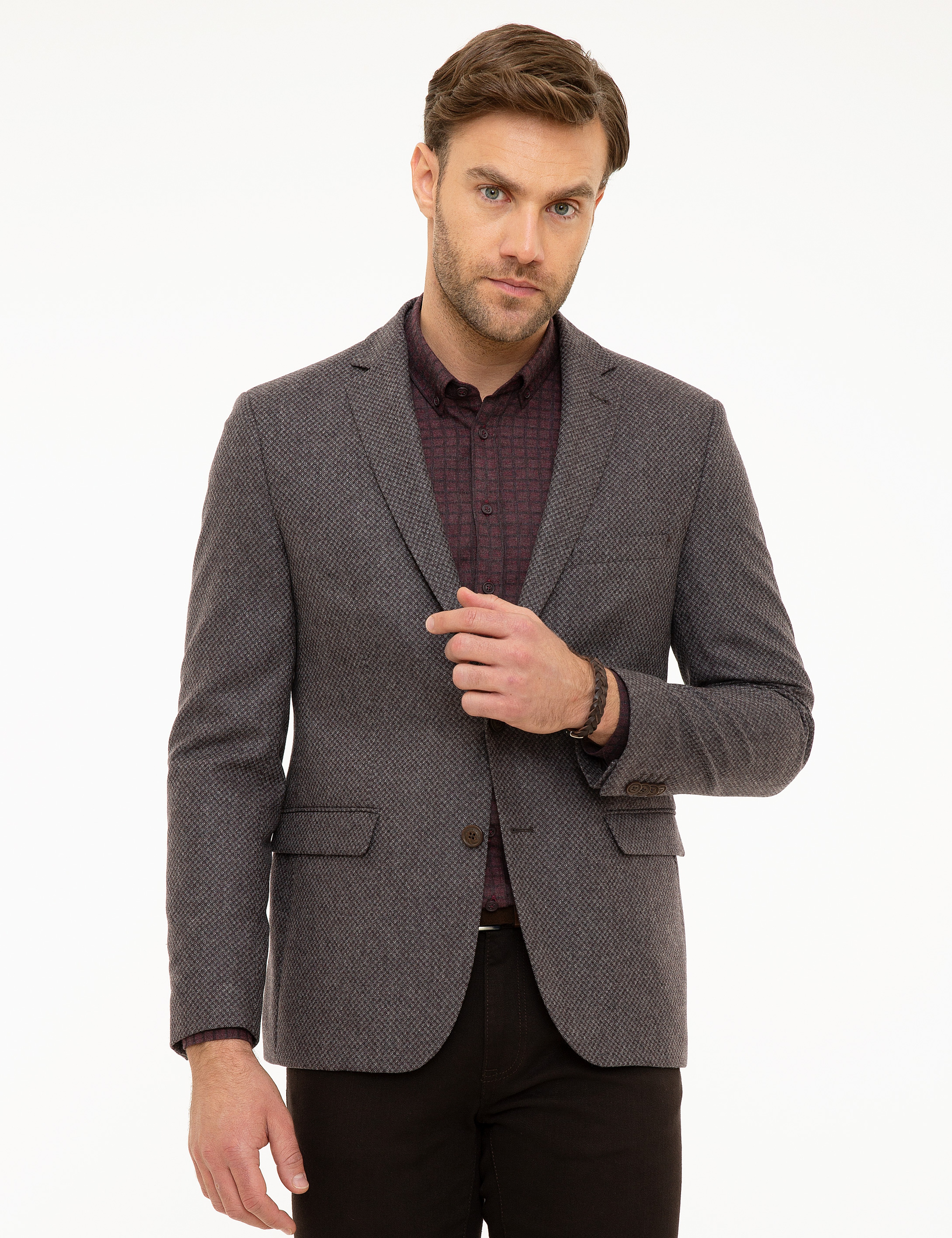Bordo Slim Fit Ceket - Image 1