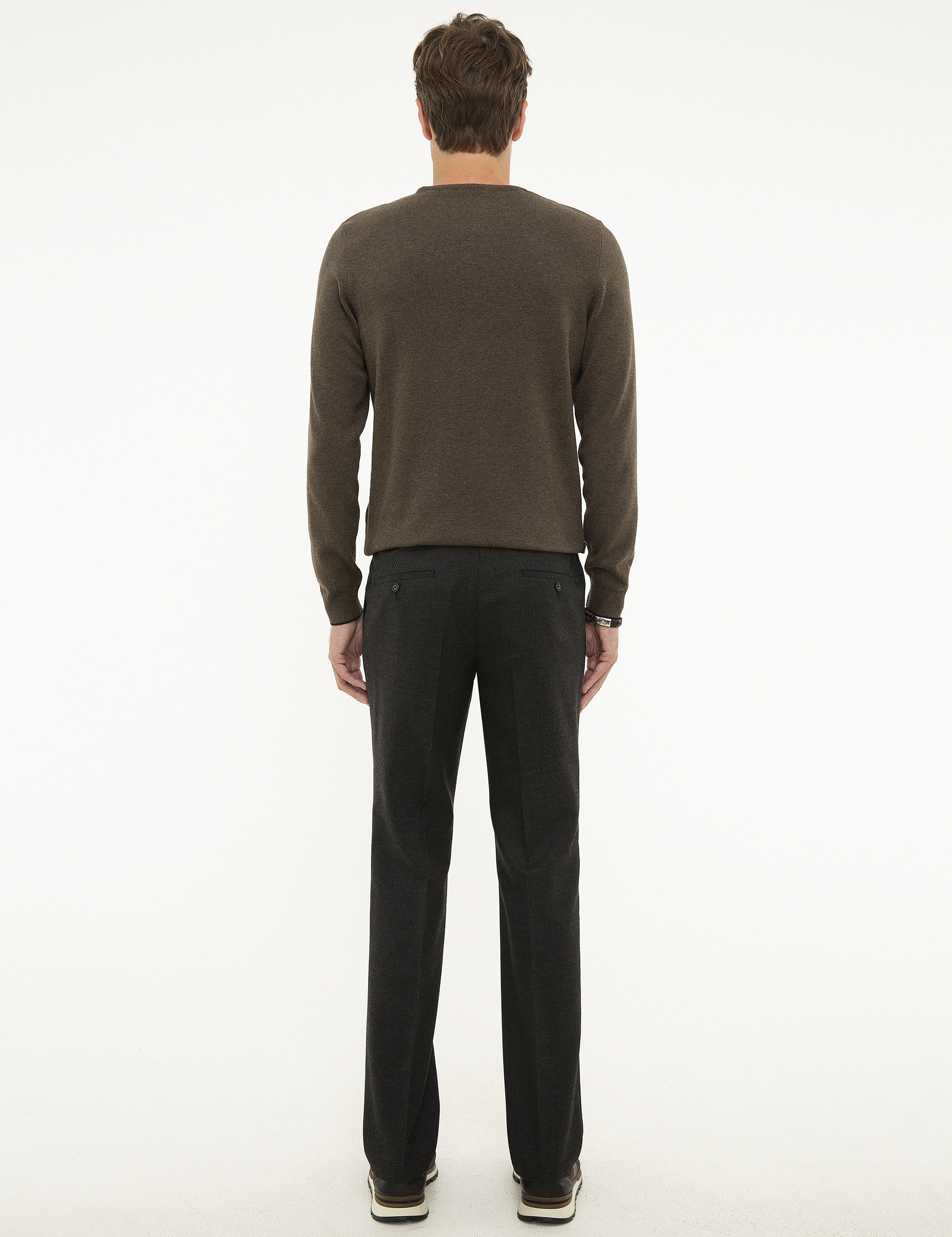 Siyah Slim Fit Kumaş Pantolon - Image 3