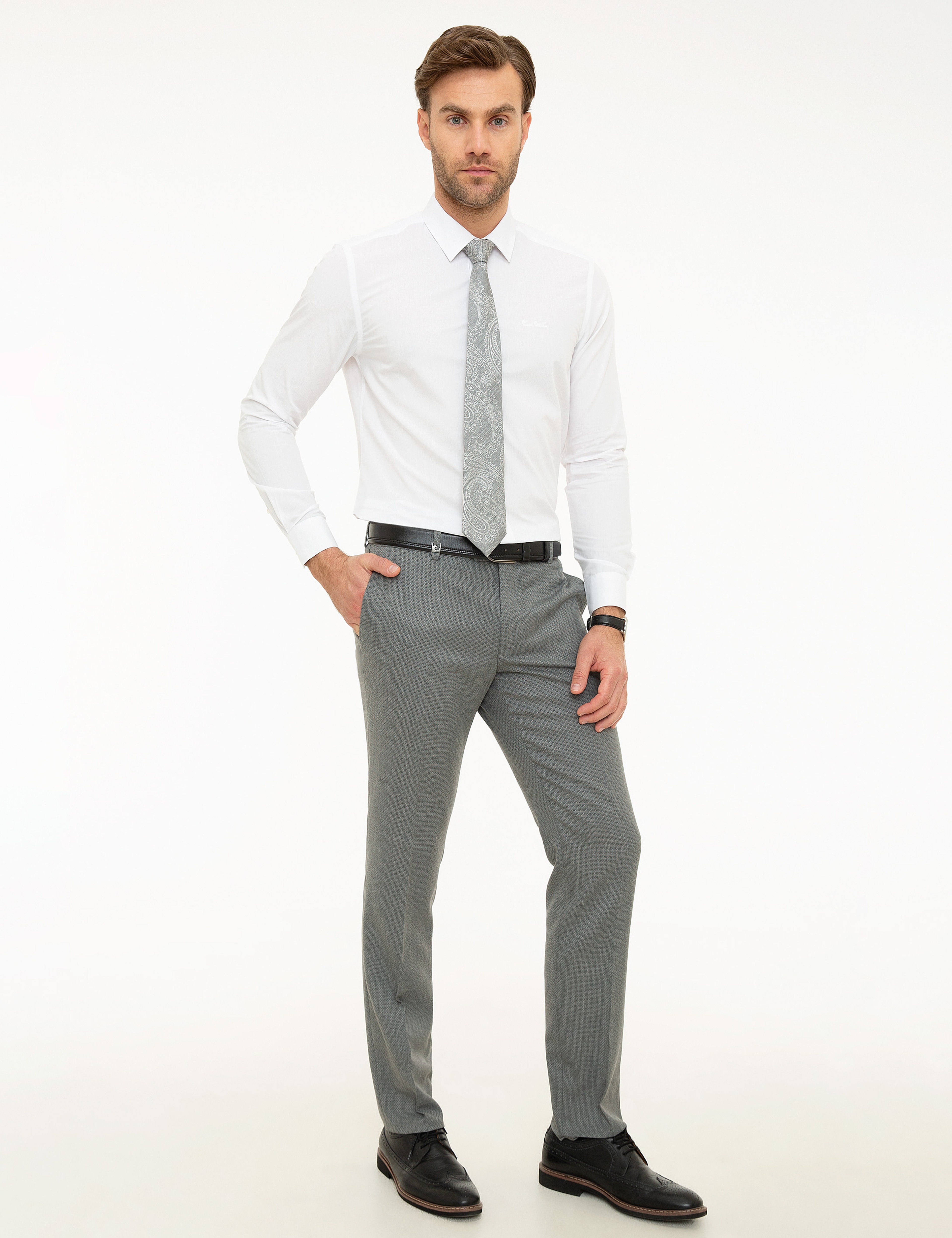 Gri Slim Fit Pantolon - Image 2