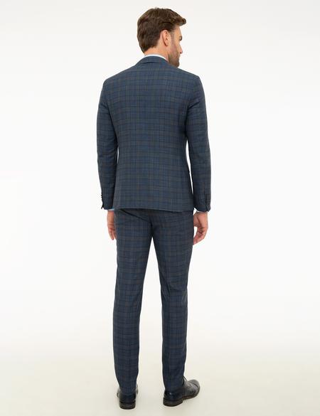 Ekose Lacivert Ekstra Slim Fit Takım Elbise - 50218414050