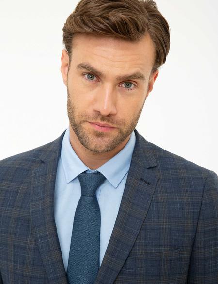 Ekose Lacivert Ekstra Slim Fit Takım Elbise - 50218414050