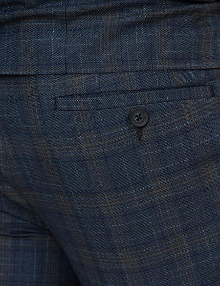 Ekose Lacivert Ekstra Slim Fit Takım Elbise - 50218414050