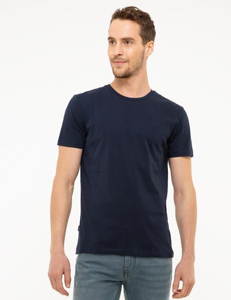 Lacivert Slim Fit Bisiklet Yaka Basic Tişört - 50217123013