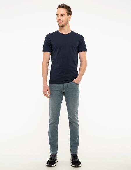 Lacivert Slim Fit Bisiklet Yaka Basic Tişört - 50217123013
