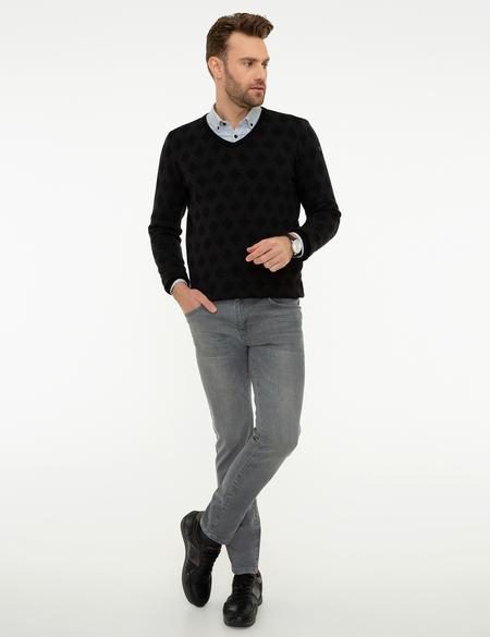 Siyah Slim Fit Triko Kazak - 50218097001