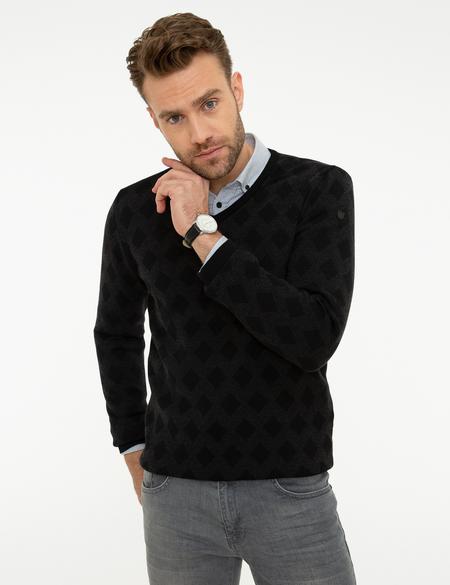 Siyah Slim Fit Triko Kazak - 50218097001