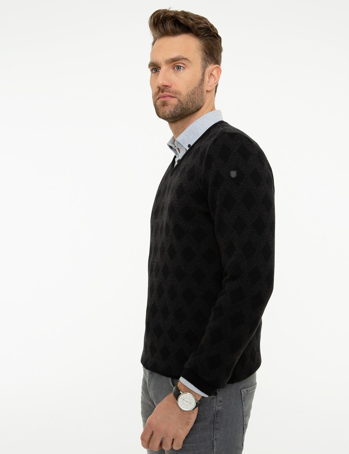 Siyah Slim Fit Triko Kazak - 50218097001