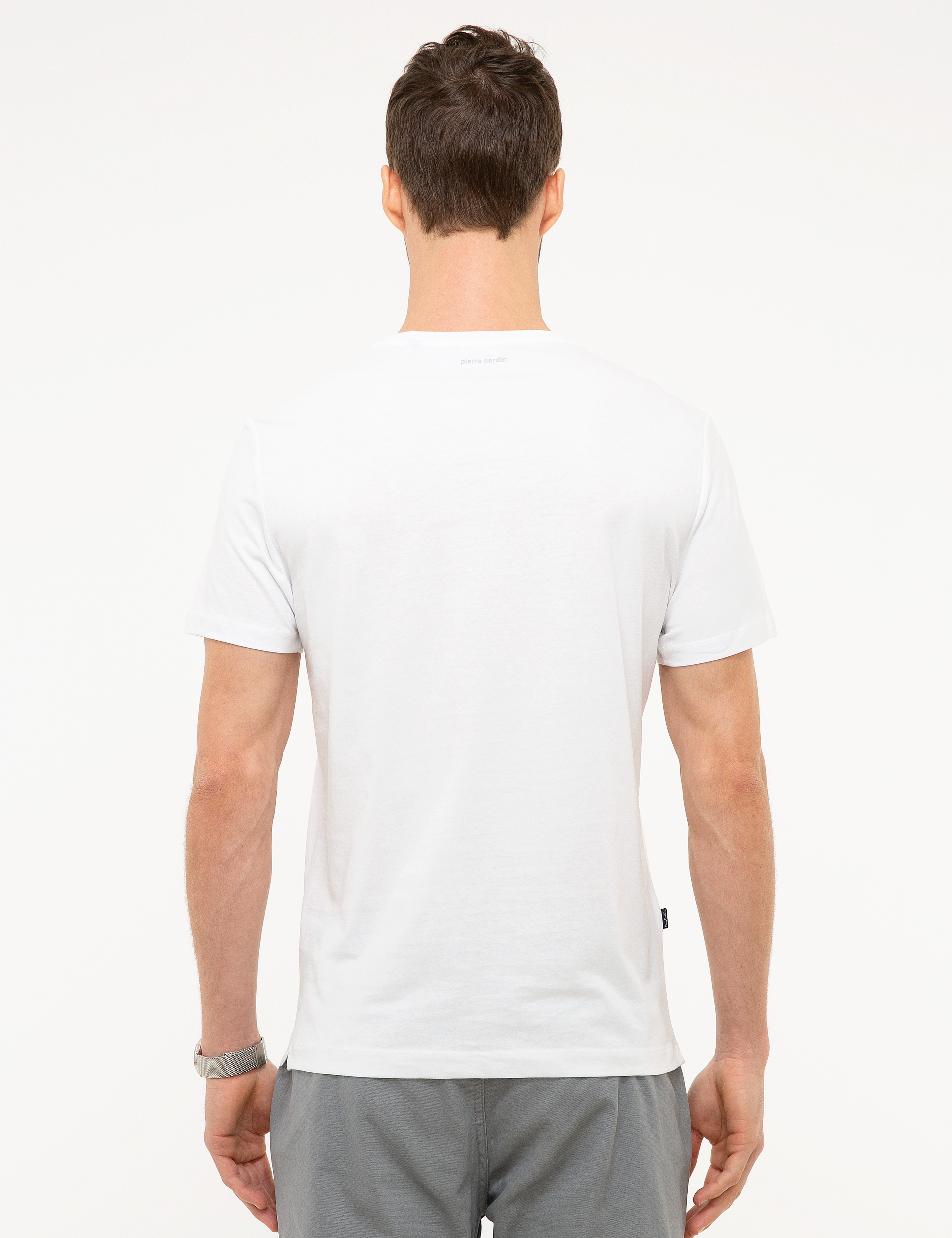 Beyaz Slim Fit Bisiklet Yaka T-Shirt