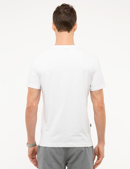 Beyaz Slim Fit Bisiklet Yaka Tişört - 50218102017