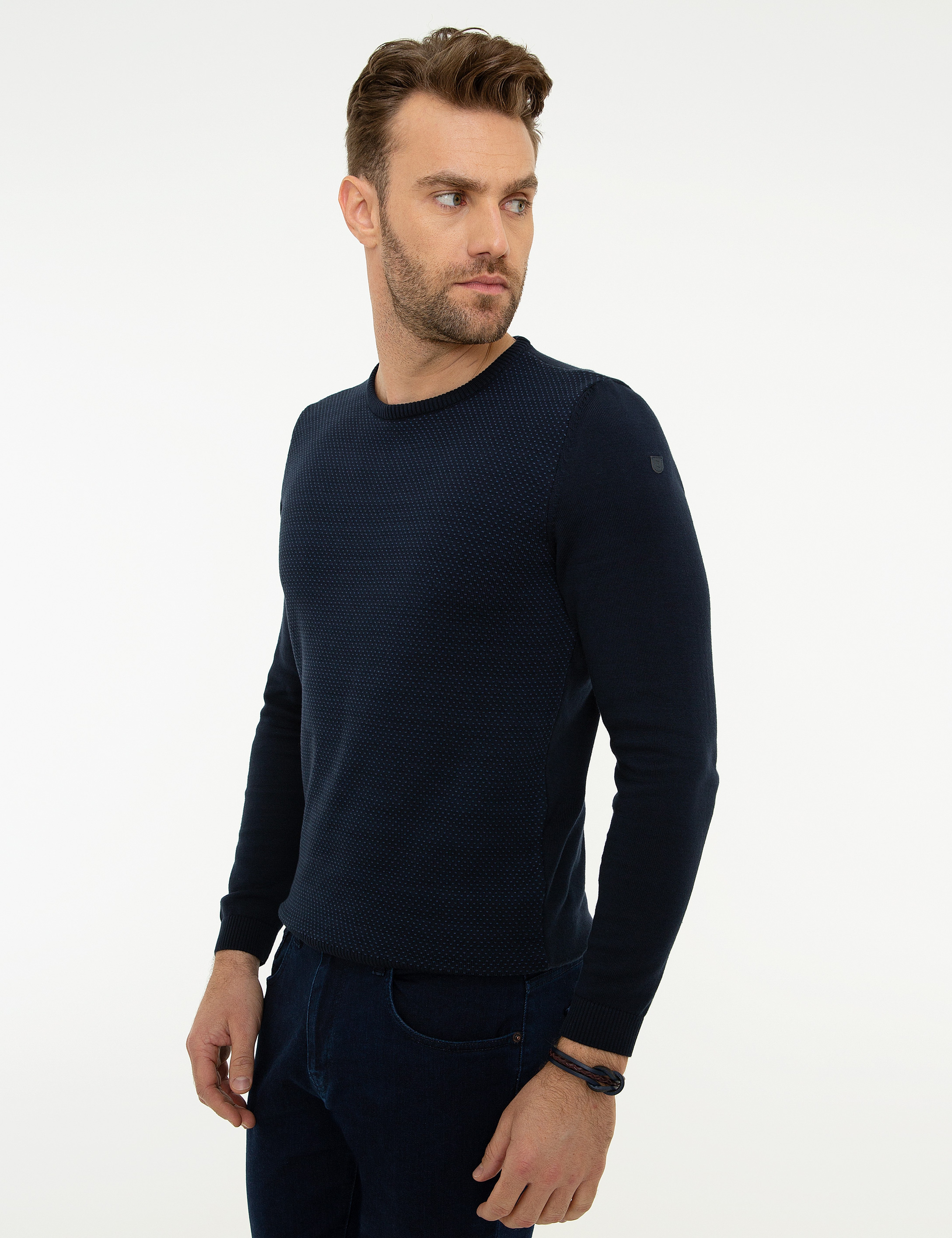Koyu Lacivert Slim Fit Triko Kazak