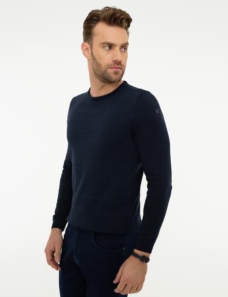 Koyu Lacivert Slim Fit Triko Kazak - 50218117006
