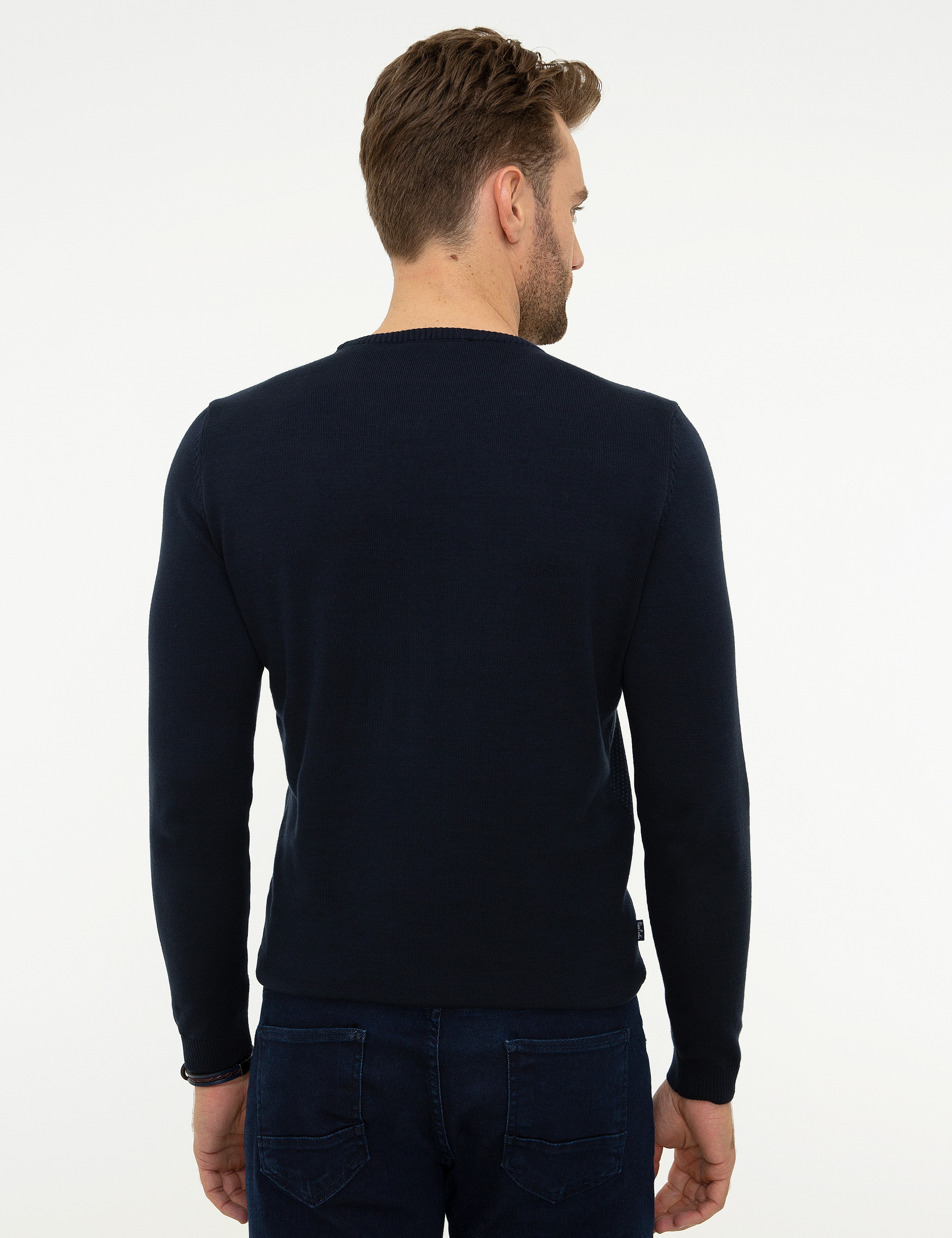 Koyu Lacivert Slim Fit Triko Kazak - Image 4