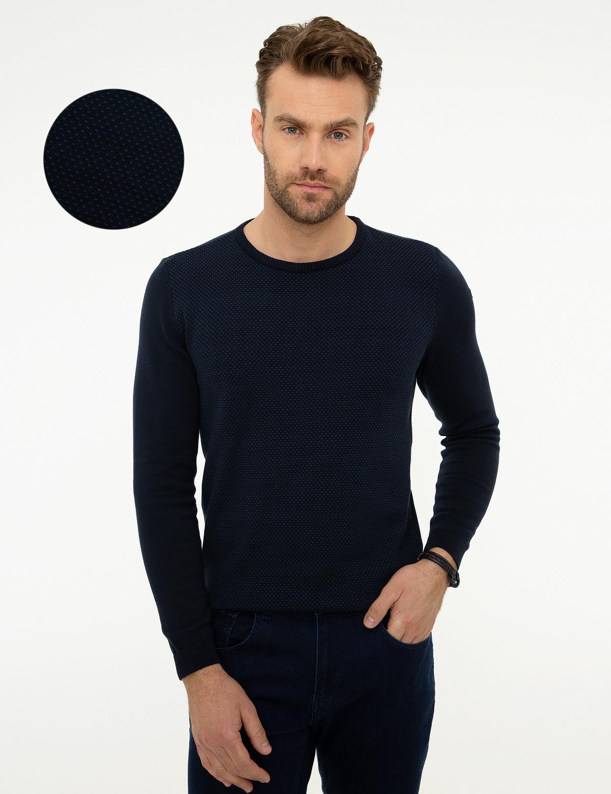 Koyu Lacivert Slim Fit Triko Kazak