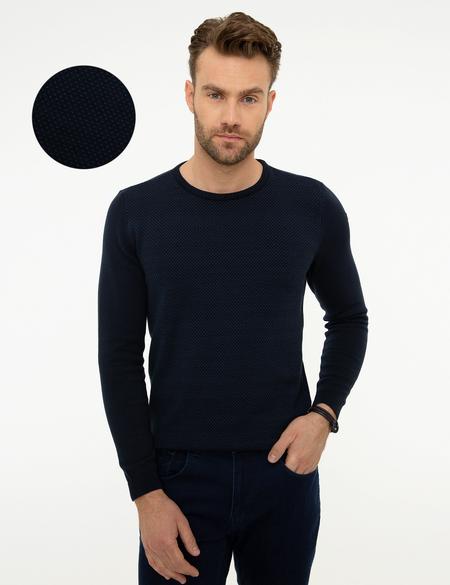 Koyu Lacivert Slim Fit Triko Kazak - 50218117006