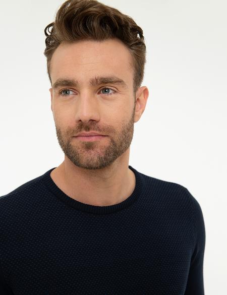 Koyu Lacivert Slim Fit Triko Kazak - 50218117006