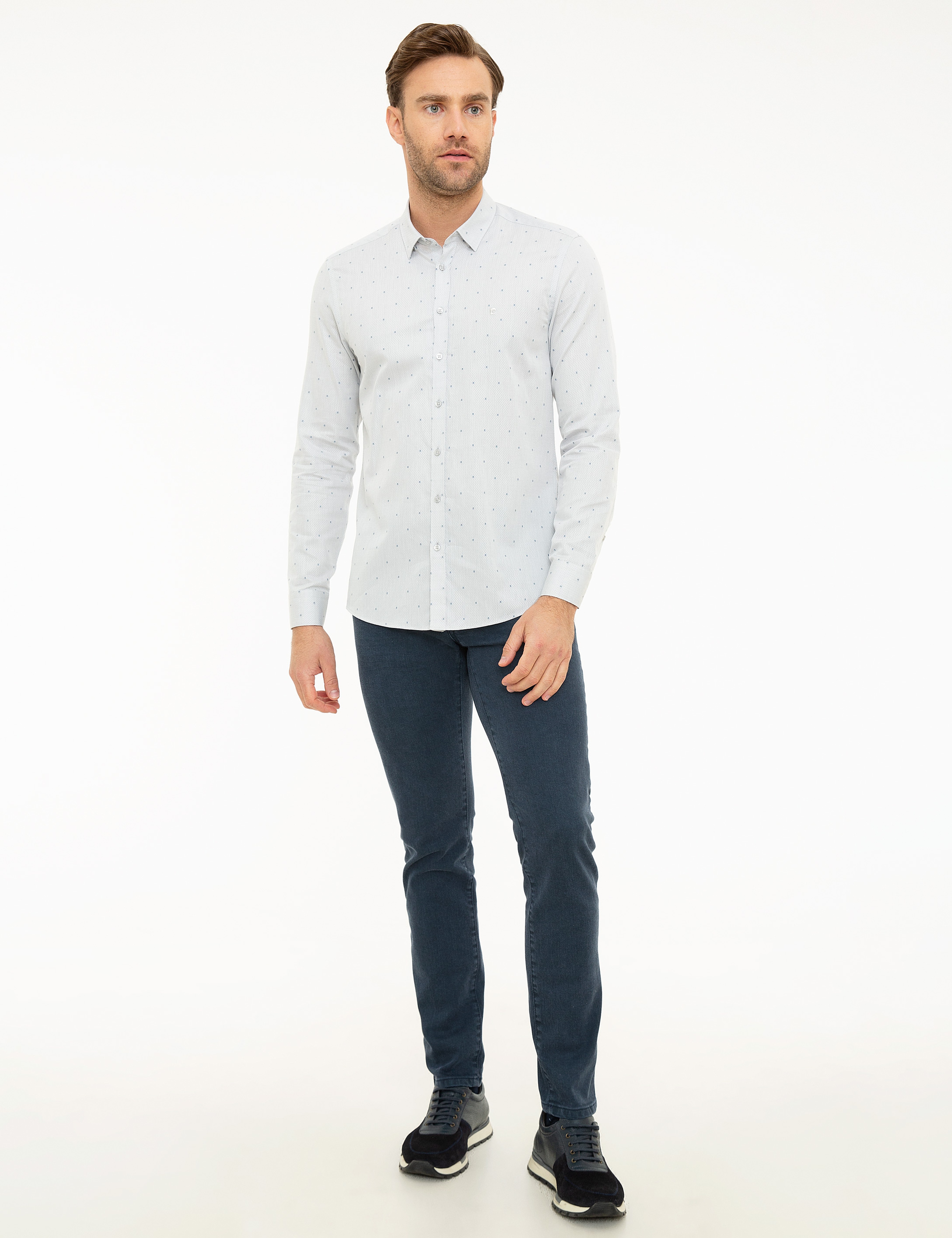 Açık Gri Slim Fit Gömlek