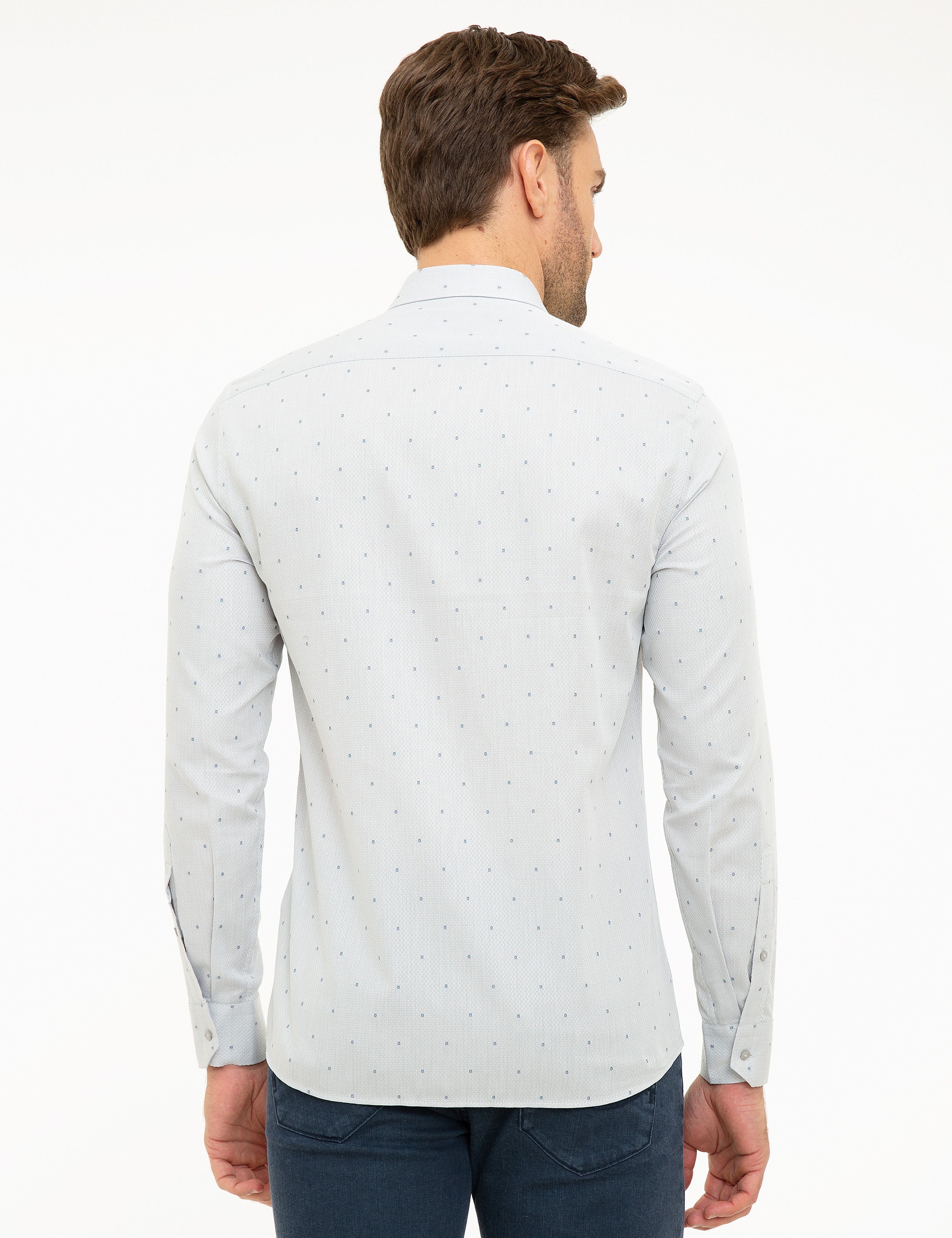 Açık Gri Slim Fit Gömlek - Image 3