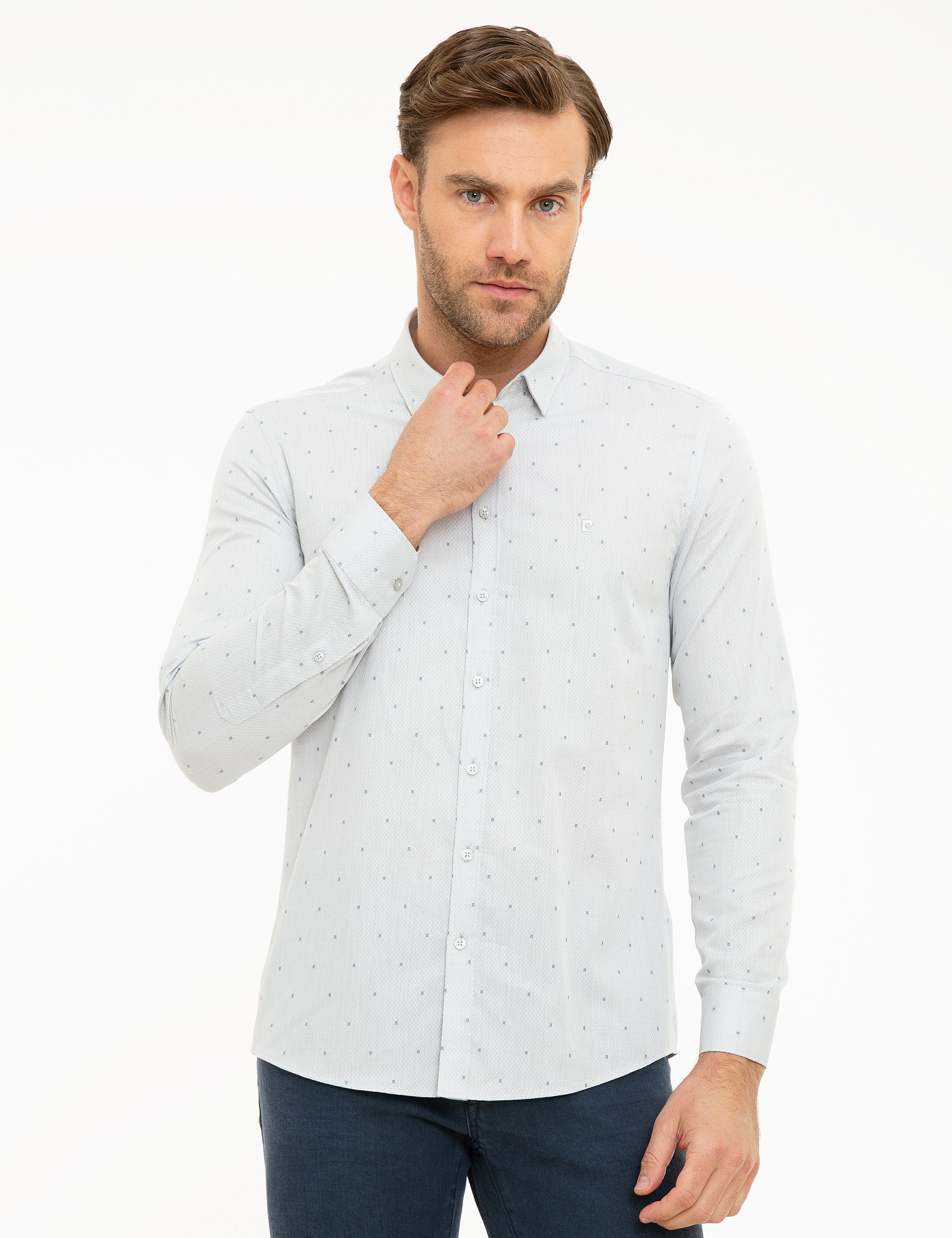 Açık Gri Slim Fit Gömlek