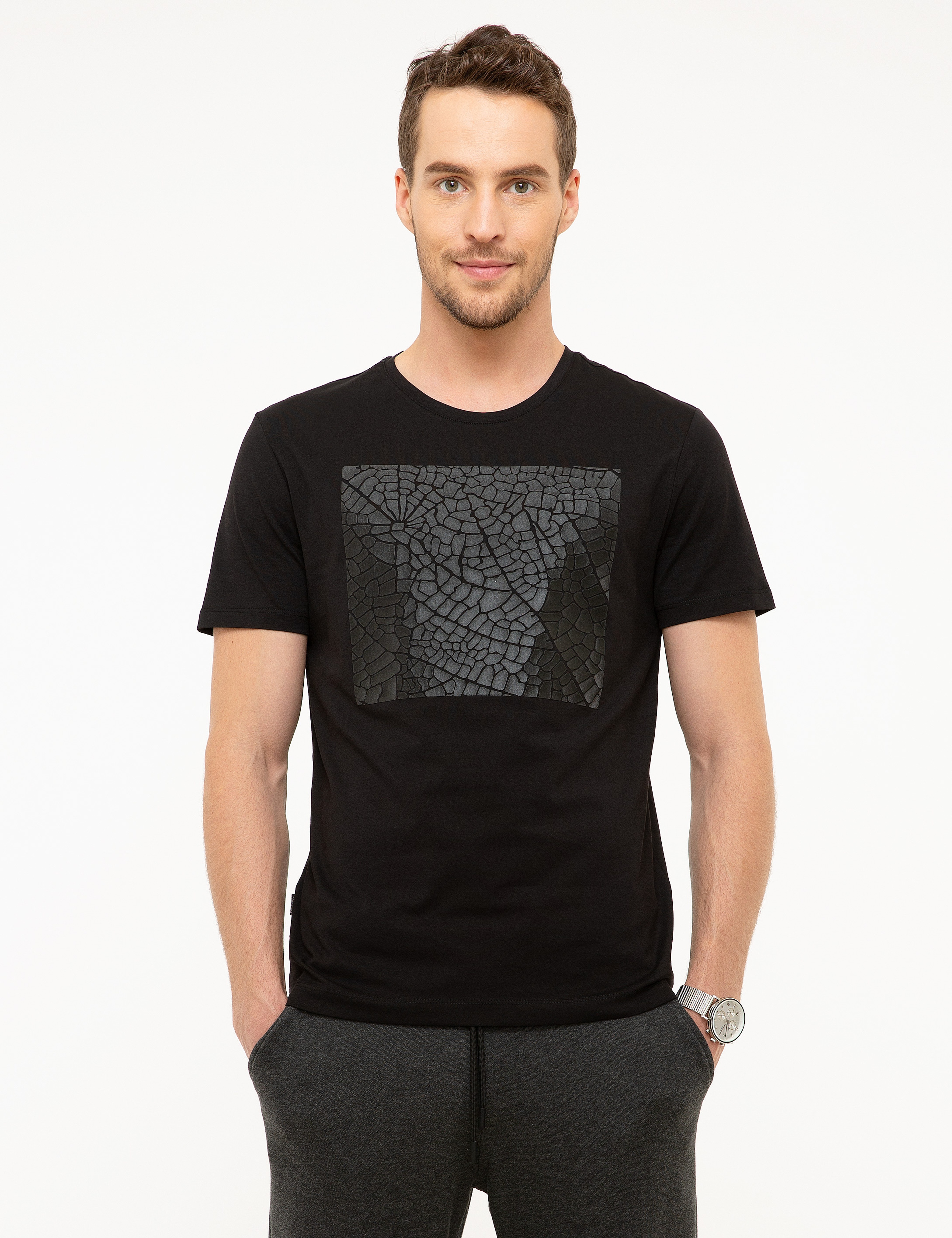 Siyah Slim Fit Tişört - Image 1