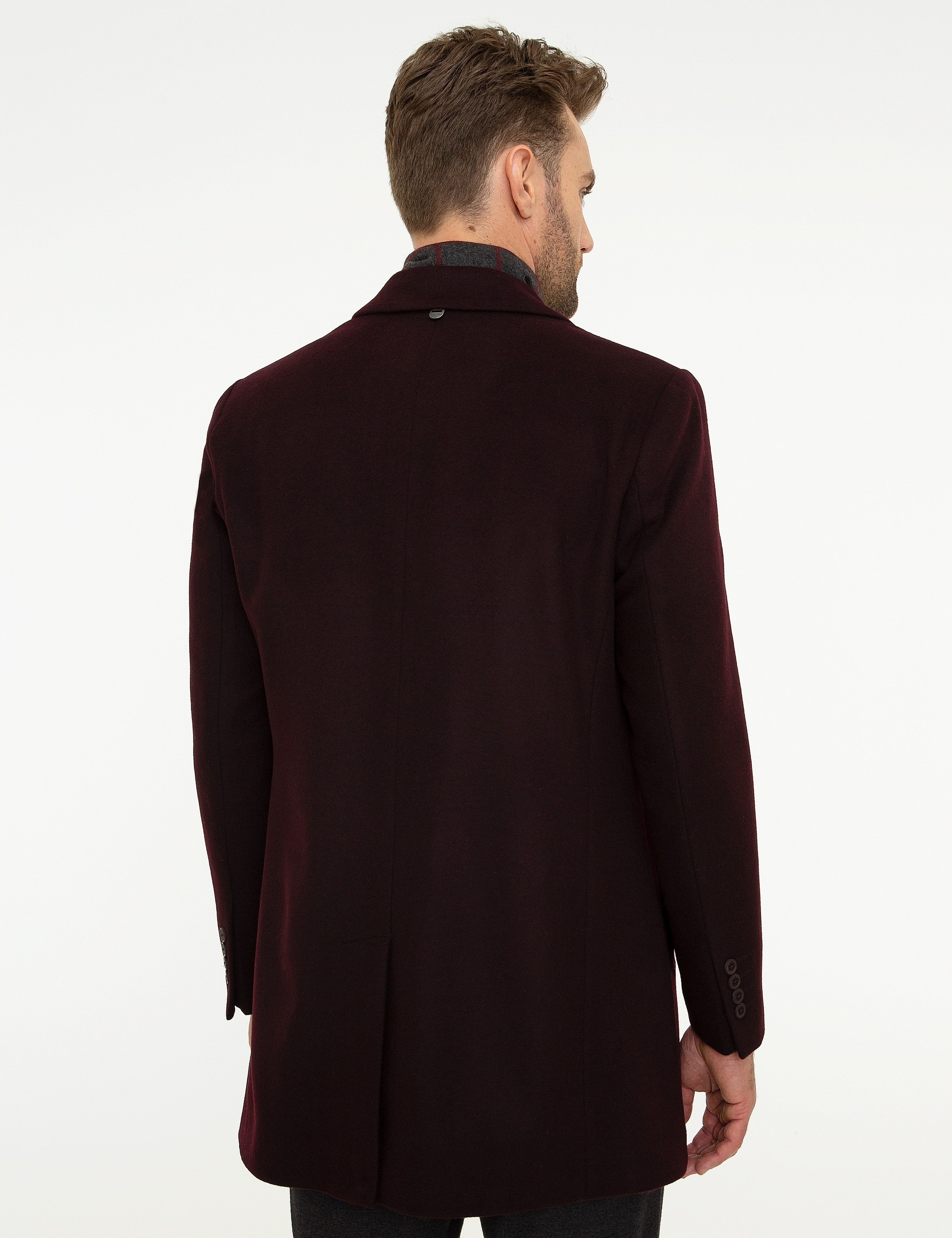 Bordo Ex. Slim Fit Kaşe Kaban - Image 4