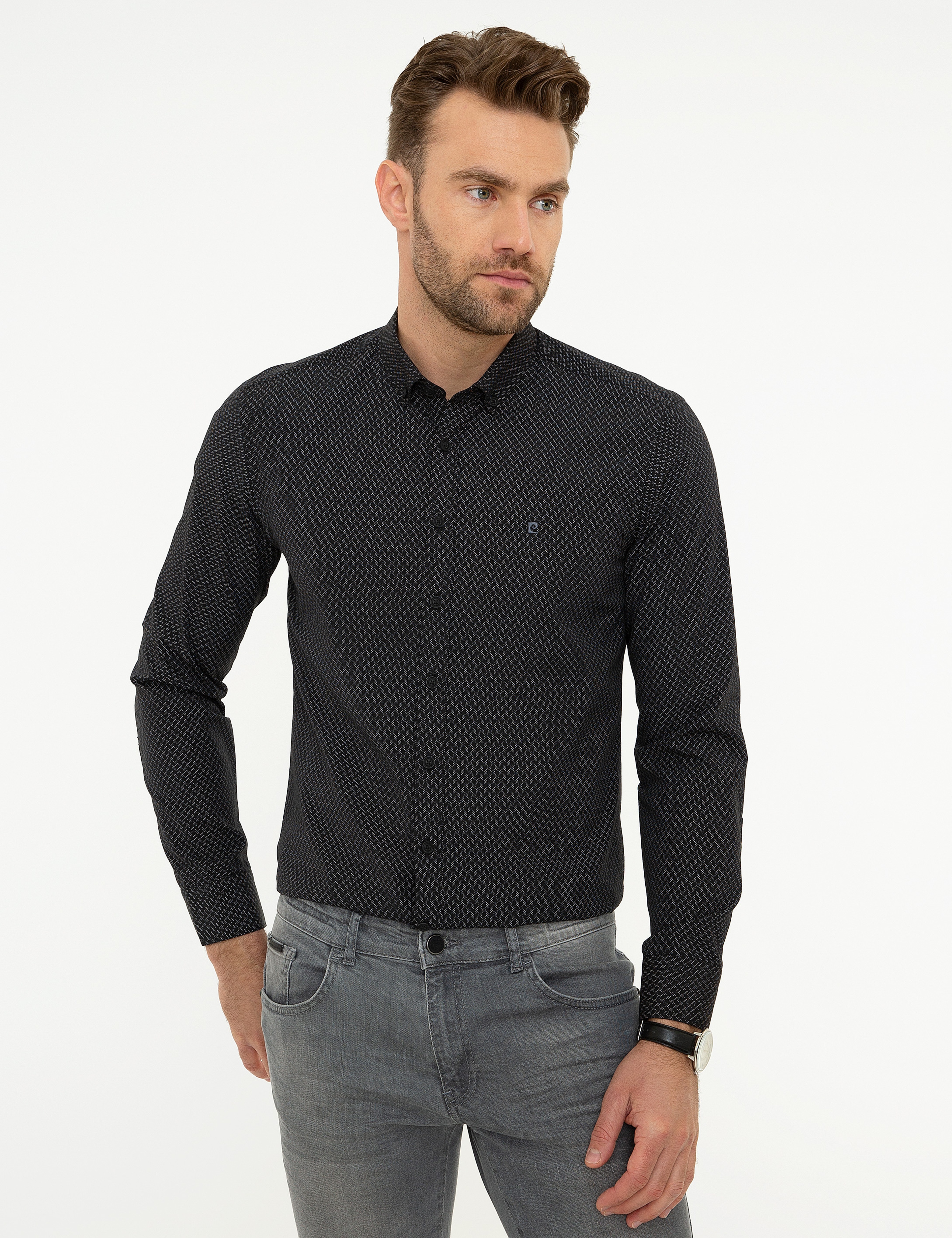 Siyah Slim Fit Gömlek - Image 1