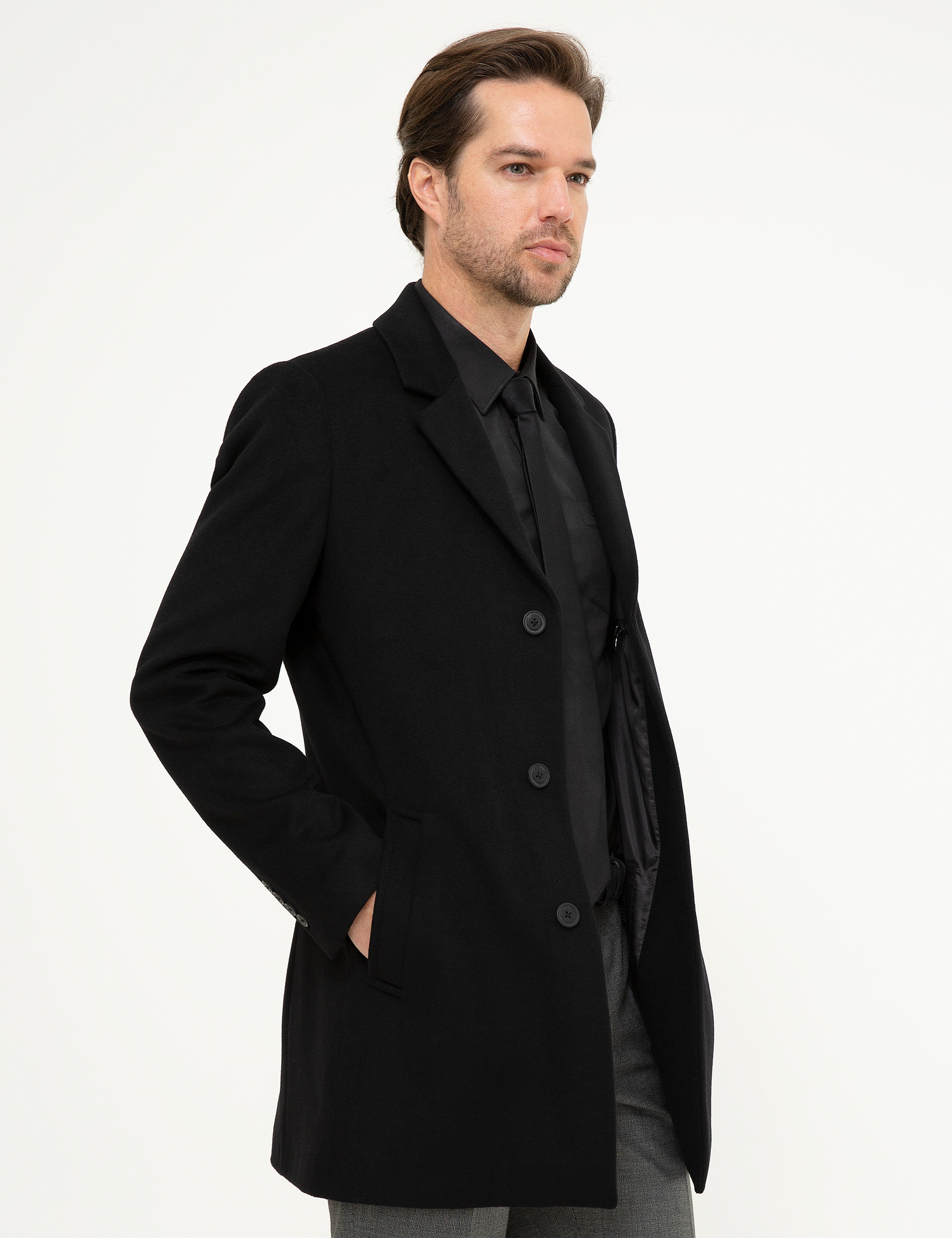 Siyah Ex.Slim Fit Kaban