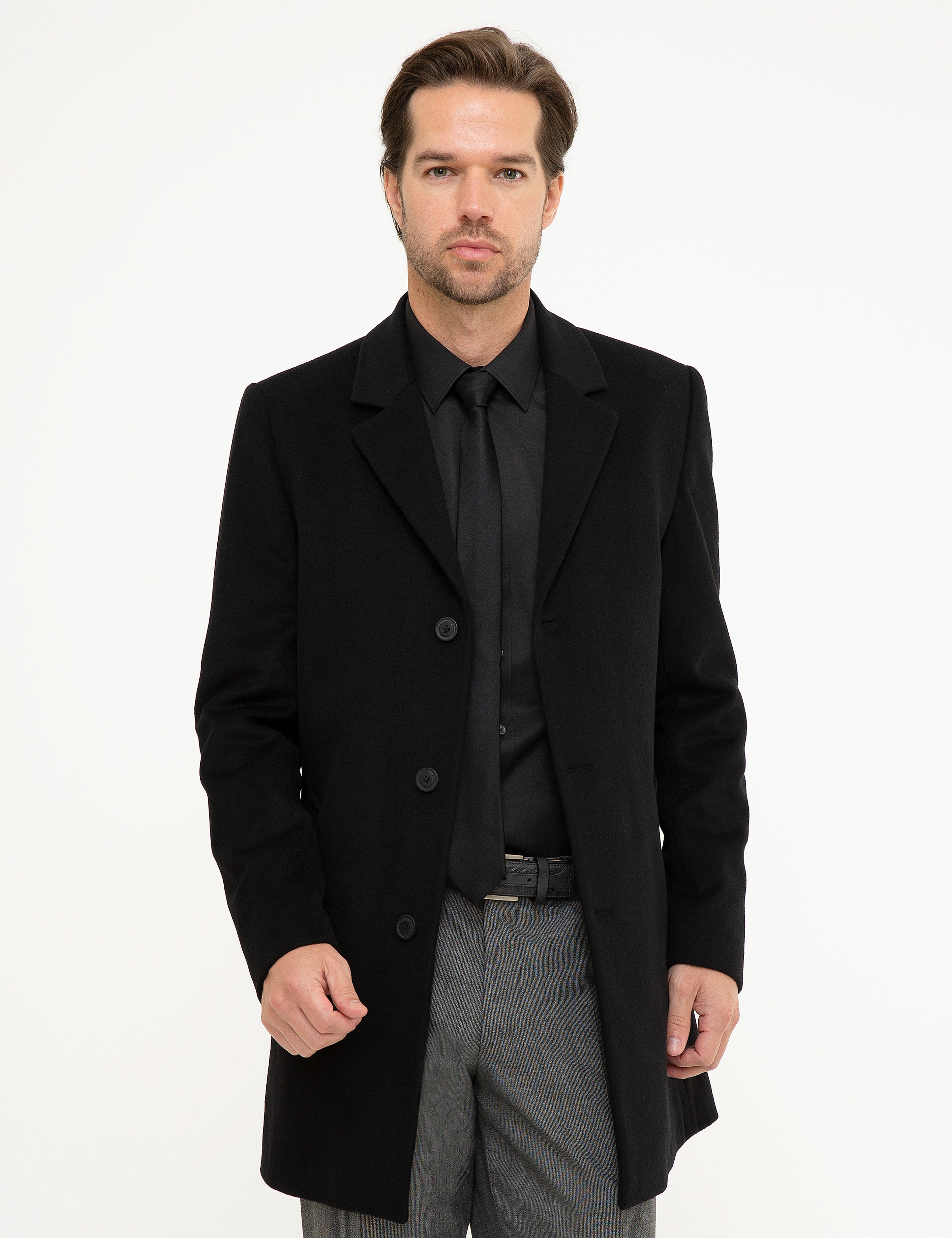 Siyah Ex.Slim Fit Kaban