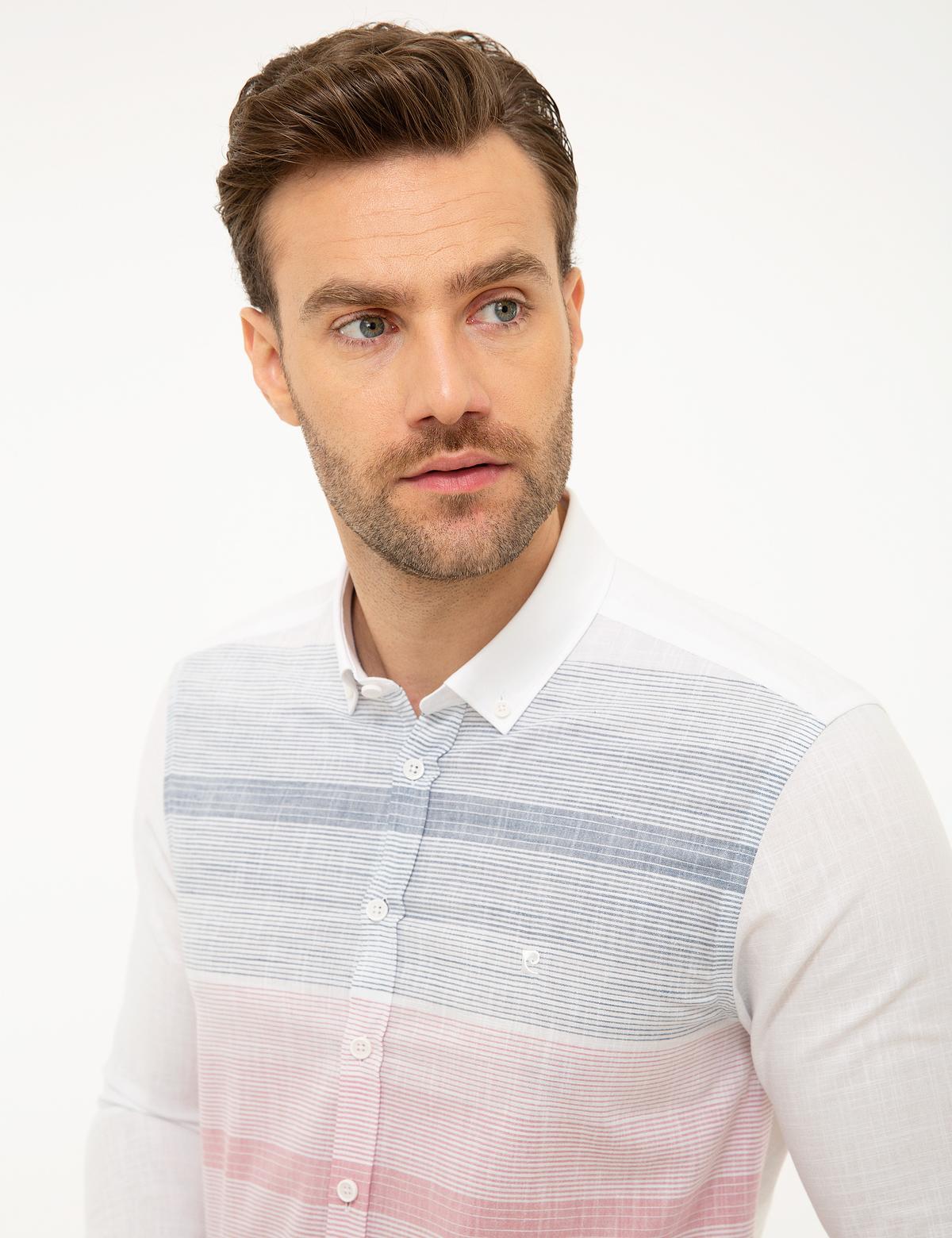 Bordo Slim Fit Uzun Kollu Gömlek - 50216663009