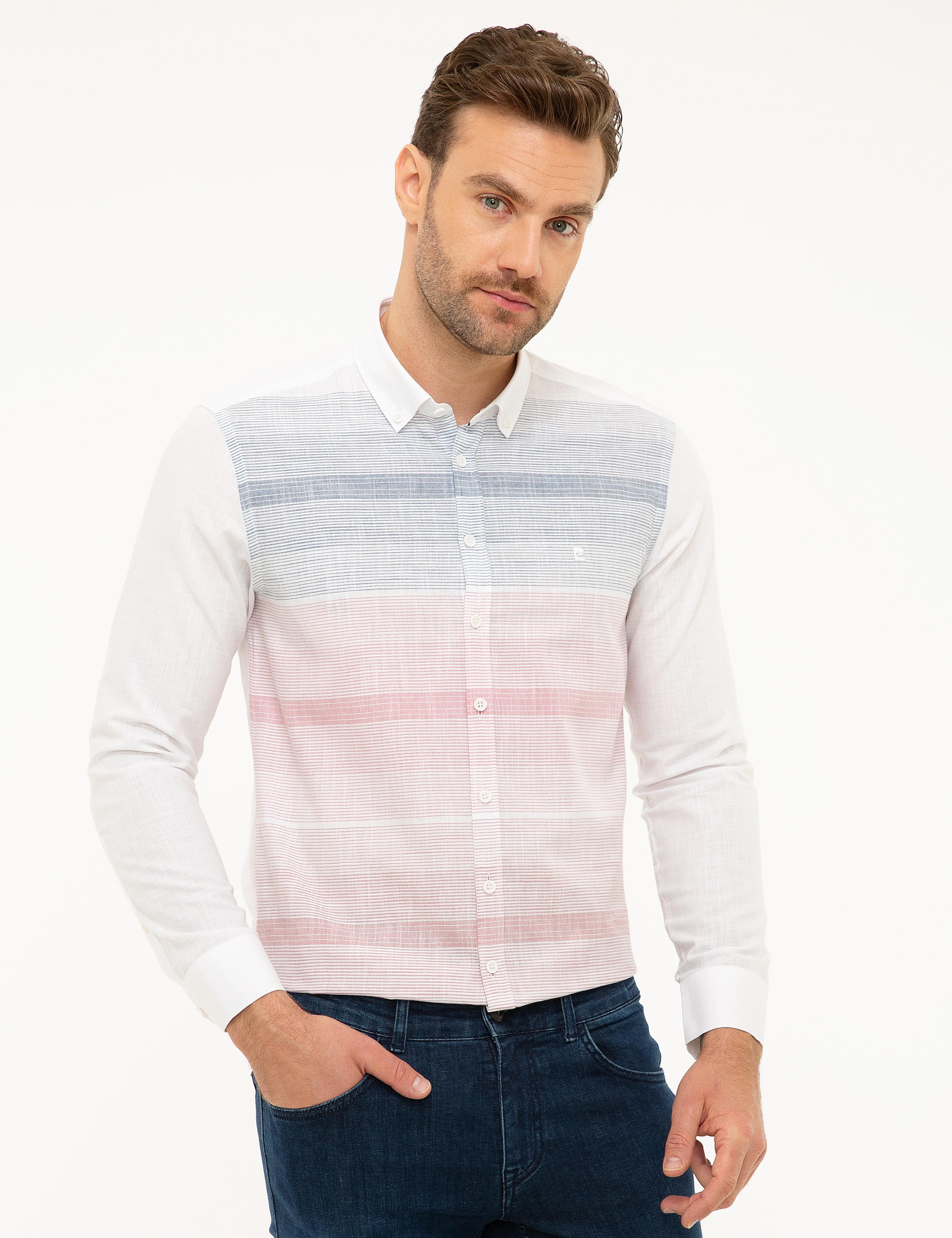 Bordo Slim Fit Uzun Kollu Gömlek