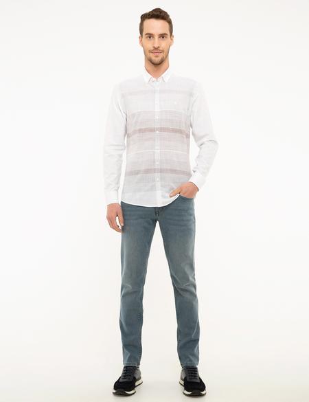 Gri Slim Fit Uzun Kollu Gömlek - 50216663018