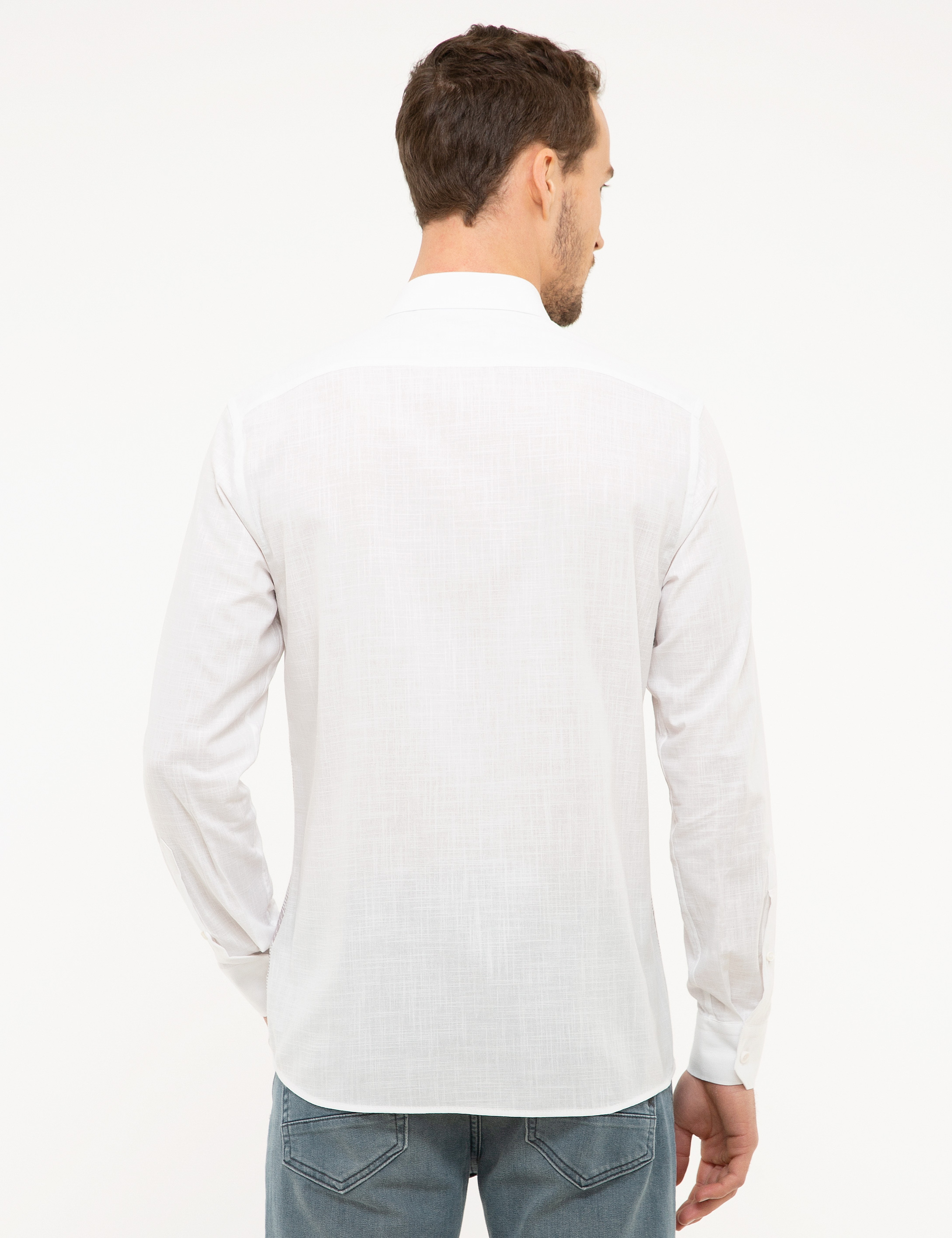 Gri Slim Fit Uzun Kollu Gömlek - Image 3