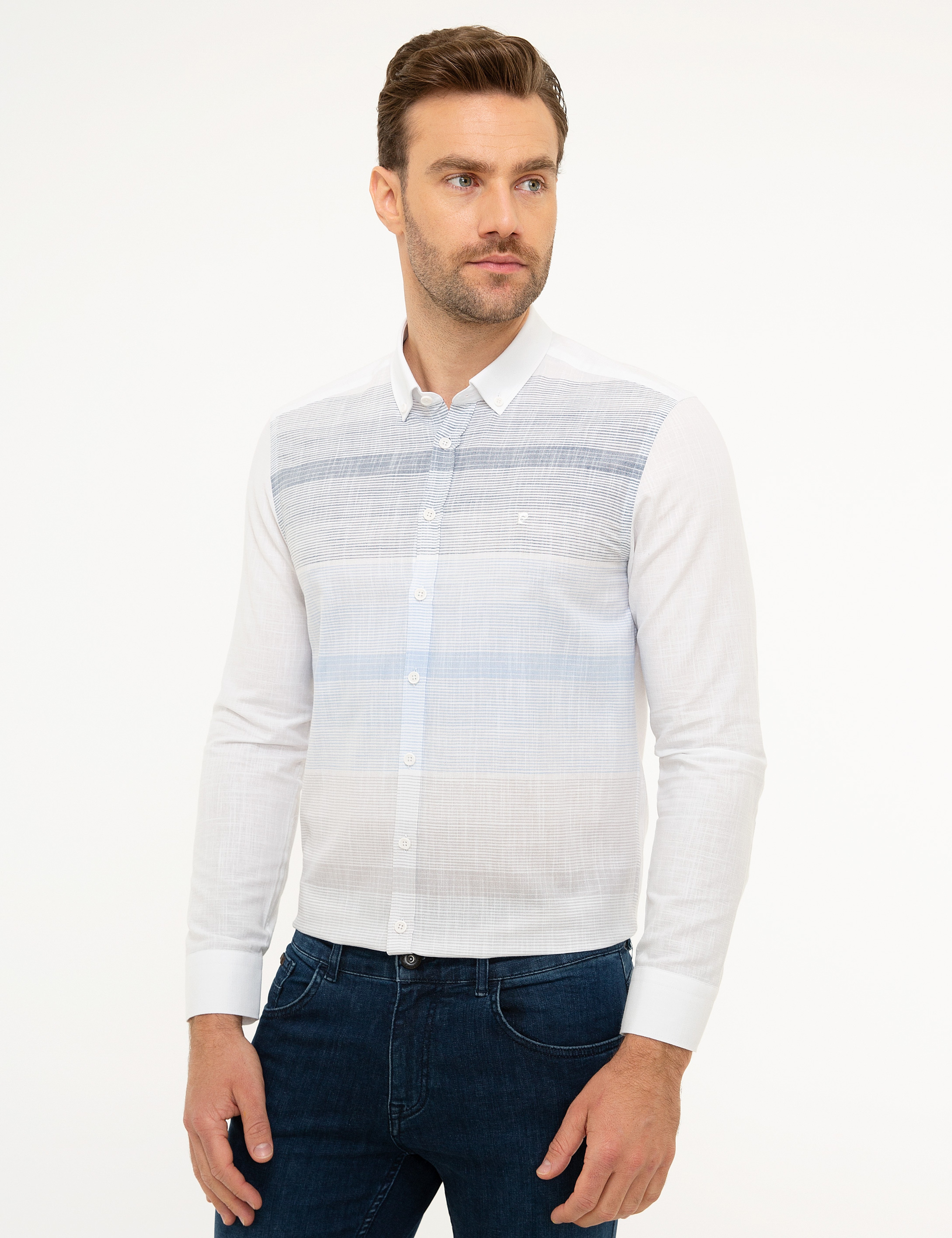 Mavi Slim Fit Gömlek - Image 2