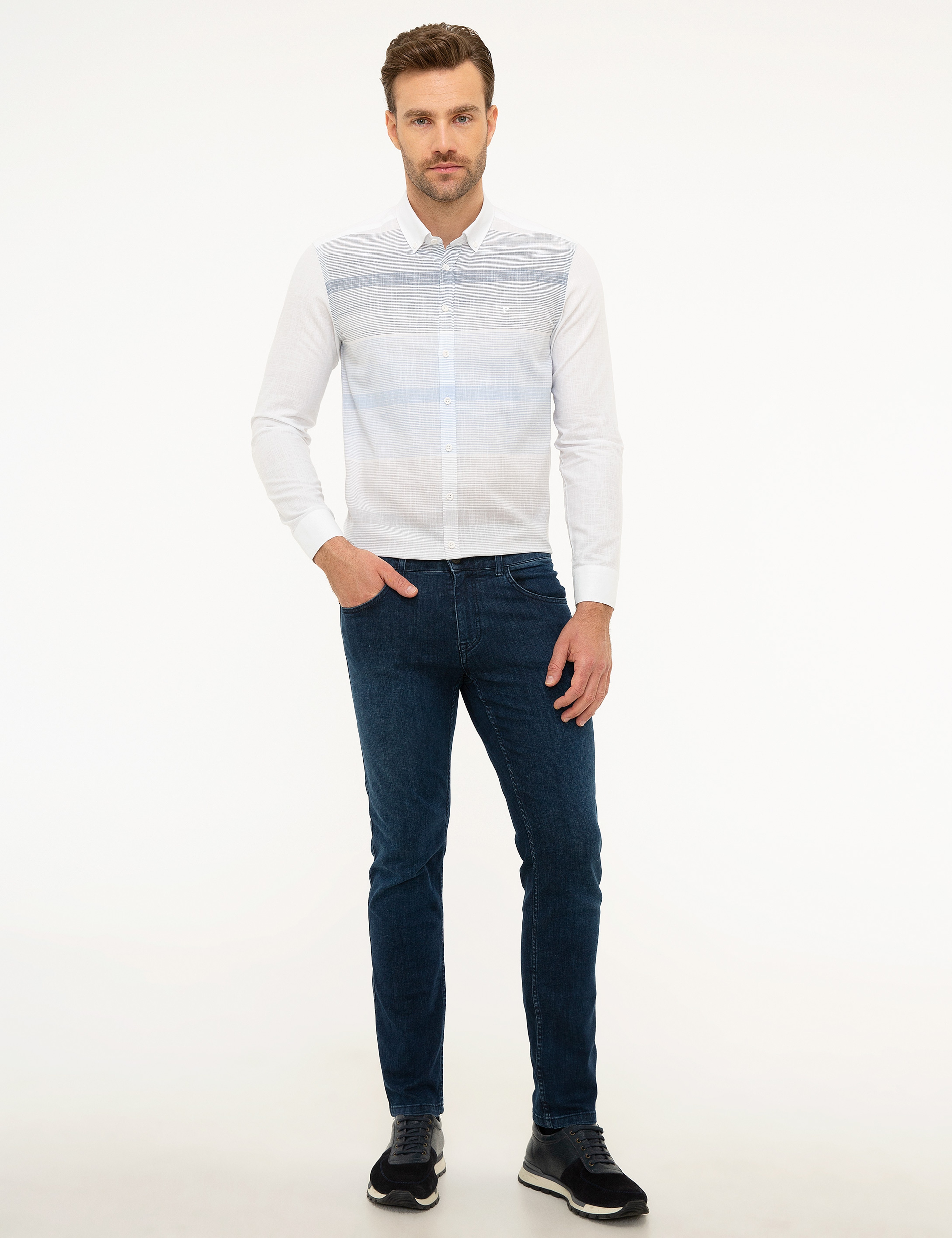 Mavi Slim Fit Gömlek - Image 4