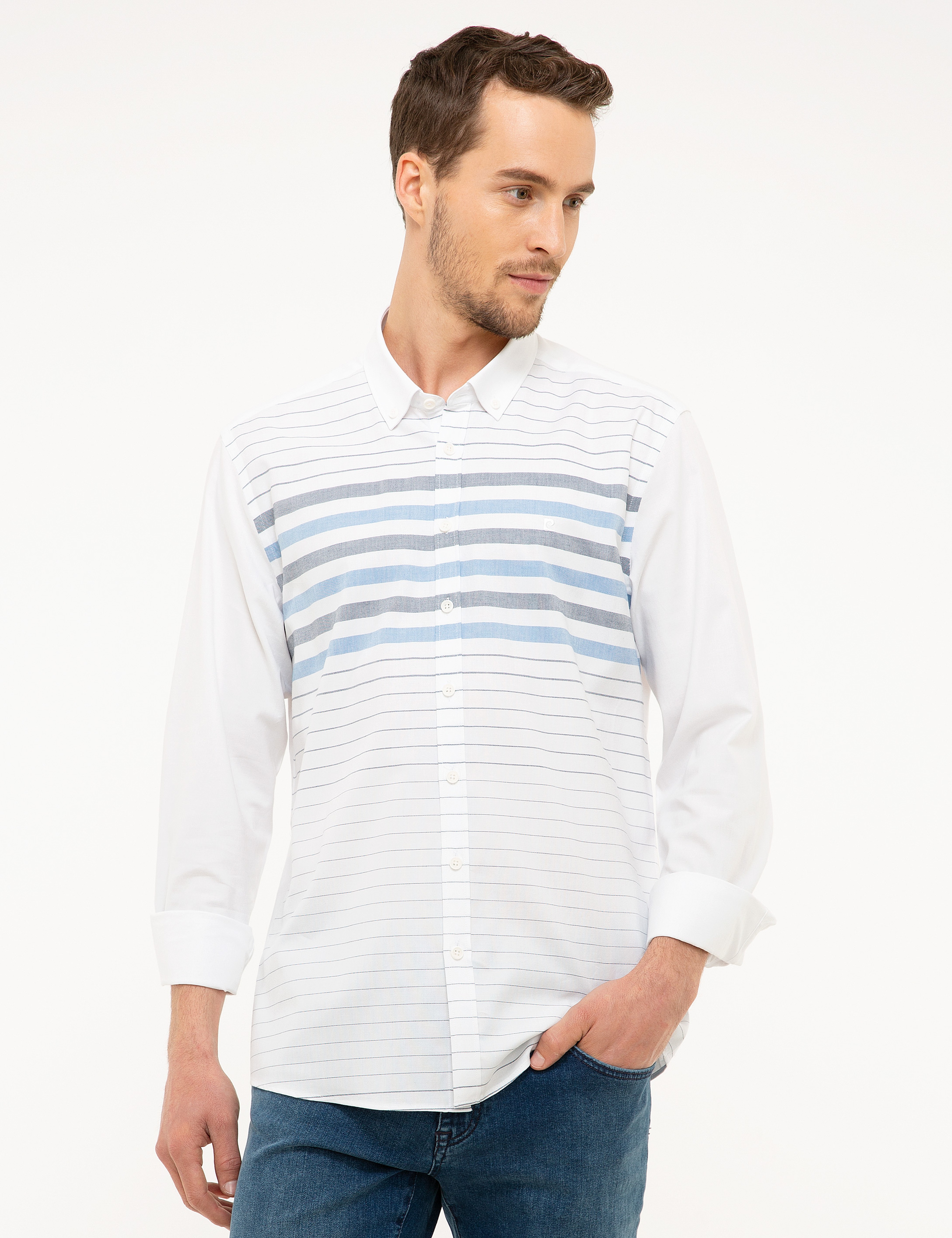 Lacivert Slim Fit Uzun Kollu Gömlek - Image 1