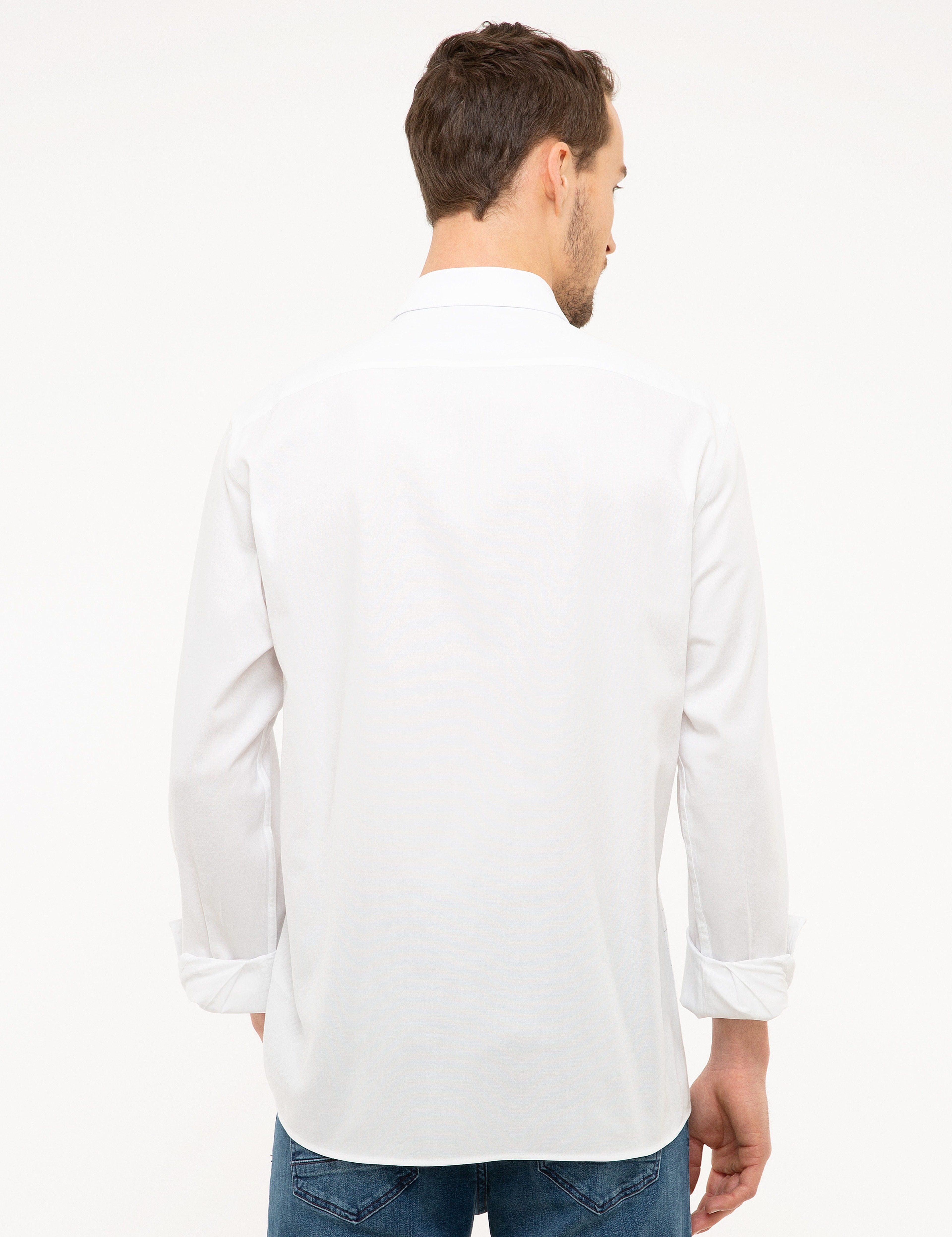 Lacivert Slim Fit Uzun Kollu Gömlek - Image 3