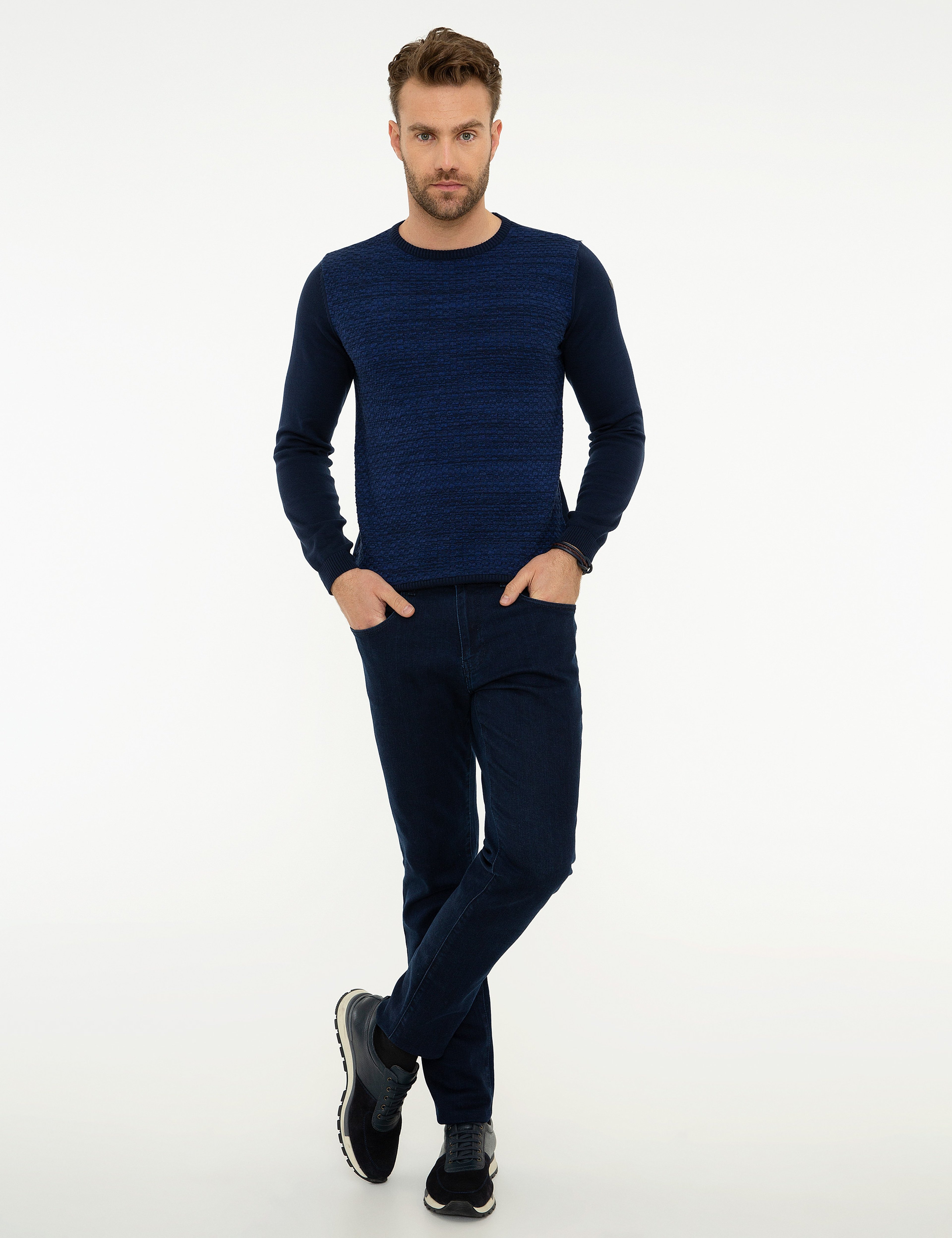 Lacivert Slim Fit Triko Kazak - Image 5