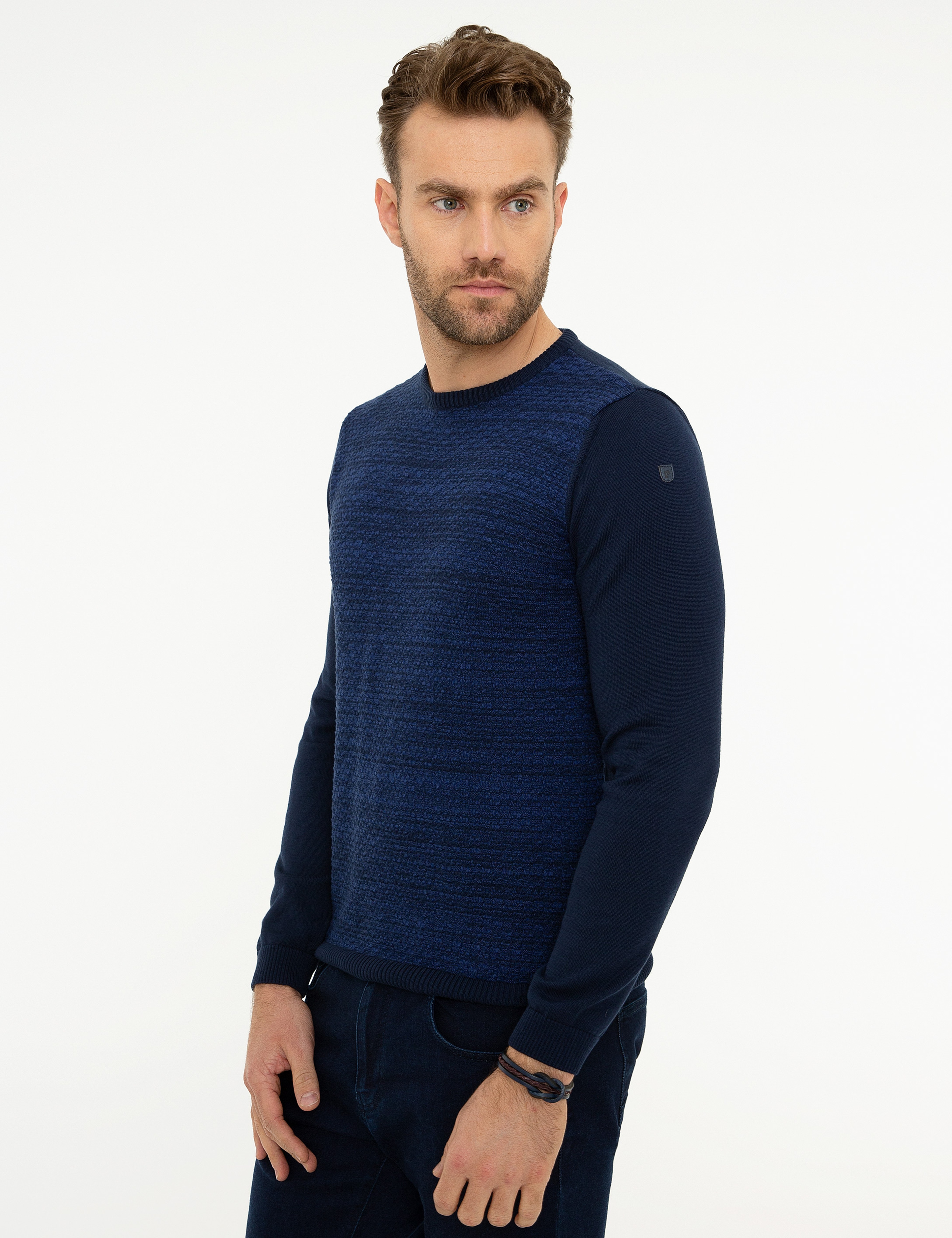 Lacivert Slim Fit Triko Kazak